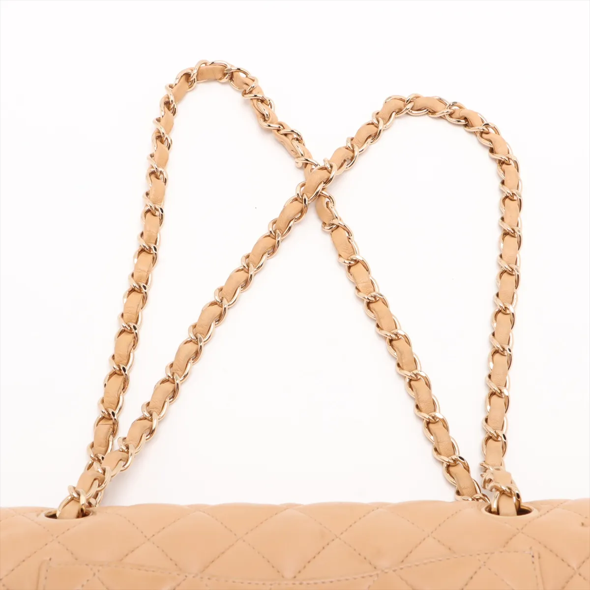 Matelassé 23 Small Lambskin Double Flap Double Chain Bag, Beige, Gold Hardware, 8836911, Series 8, A01113 — view 6