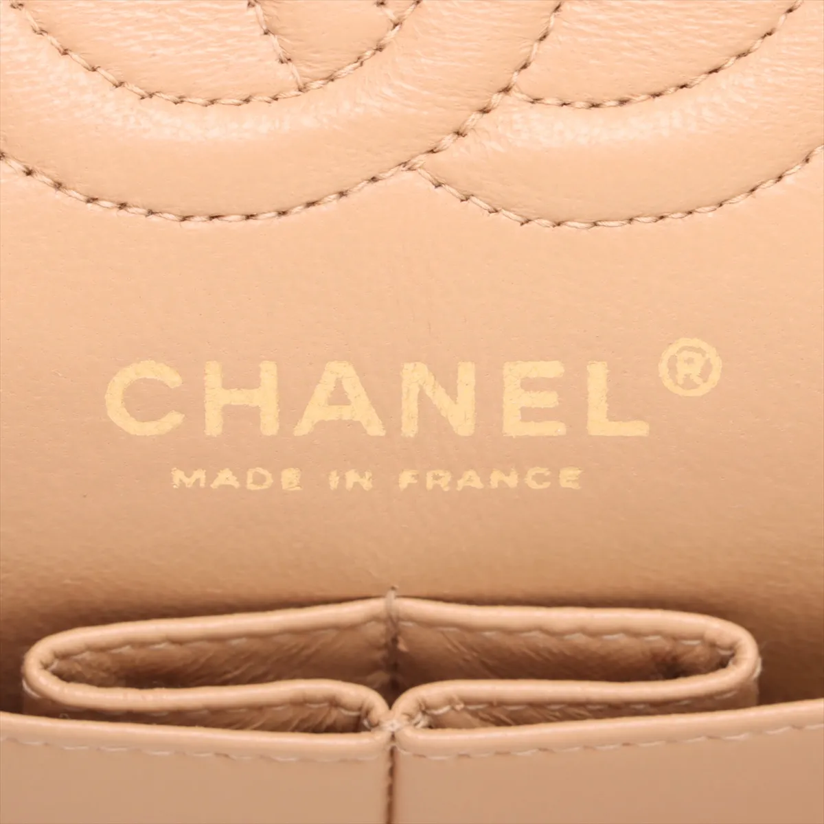 Matelassé 23 Small Lambskin Double Flap Double Chain Bag, Beige, Gold Hardware, 8836911, Series 8, A01113 — view 10
