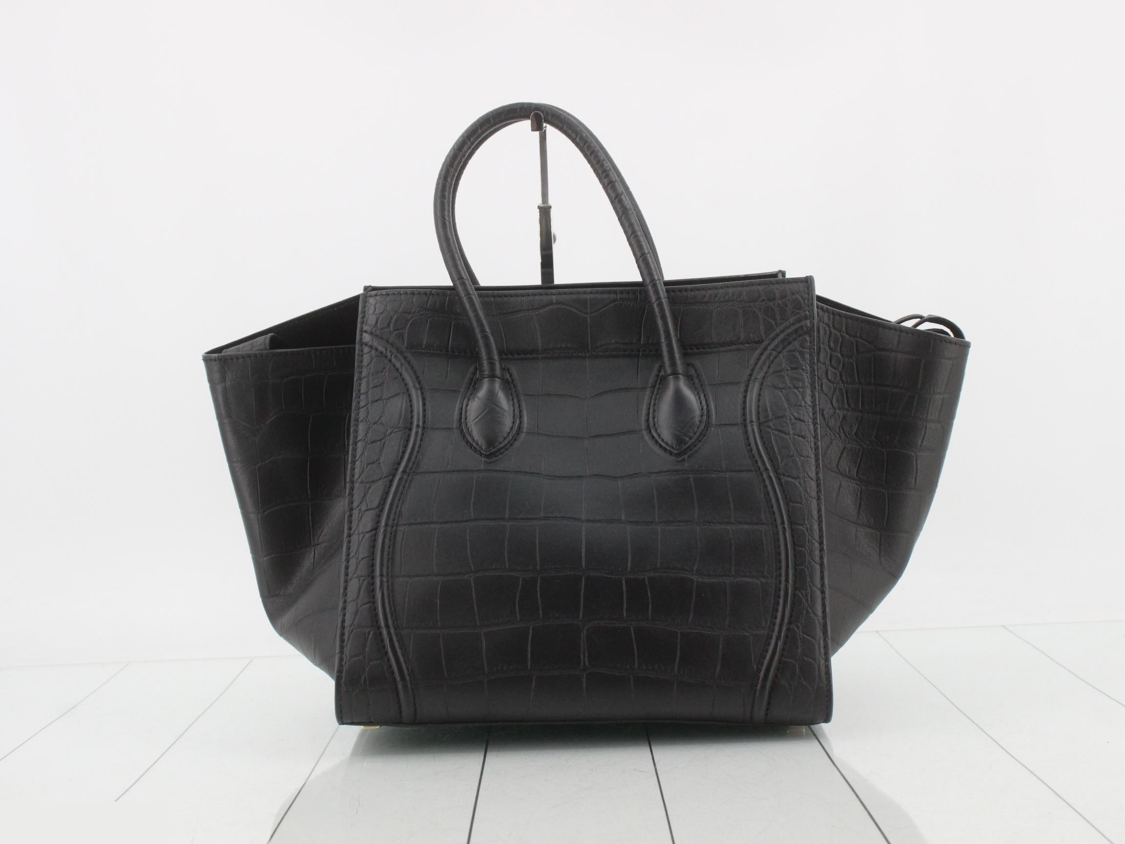 Handbag, Luggage Phantom, Crocodile-embossed, Black — view 2