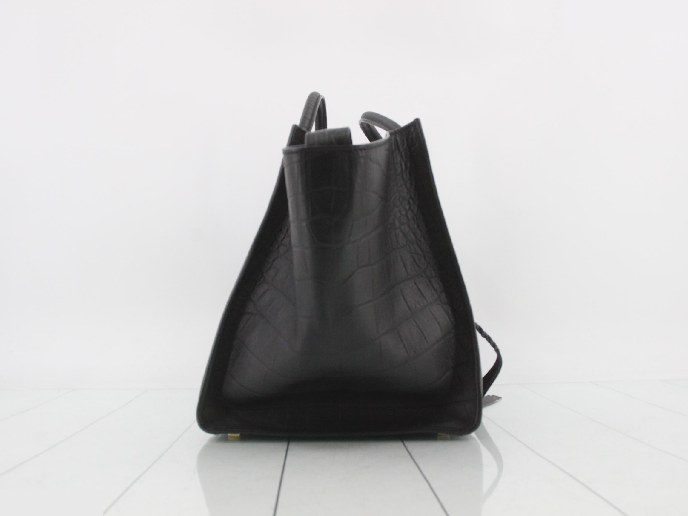 Handbag, Luggage Phantom, Crocodile-embossed, Black — view 4