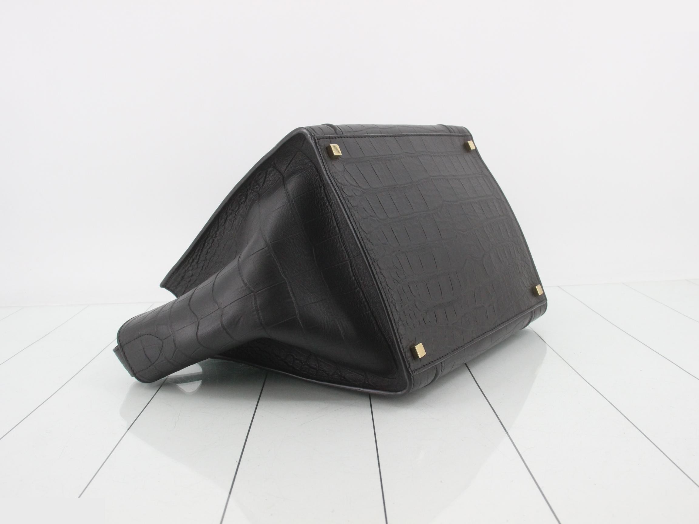 Handbag, Luggage Phantom, Crocodile-embossed, Black — view 5
