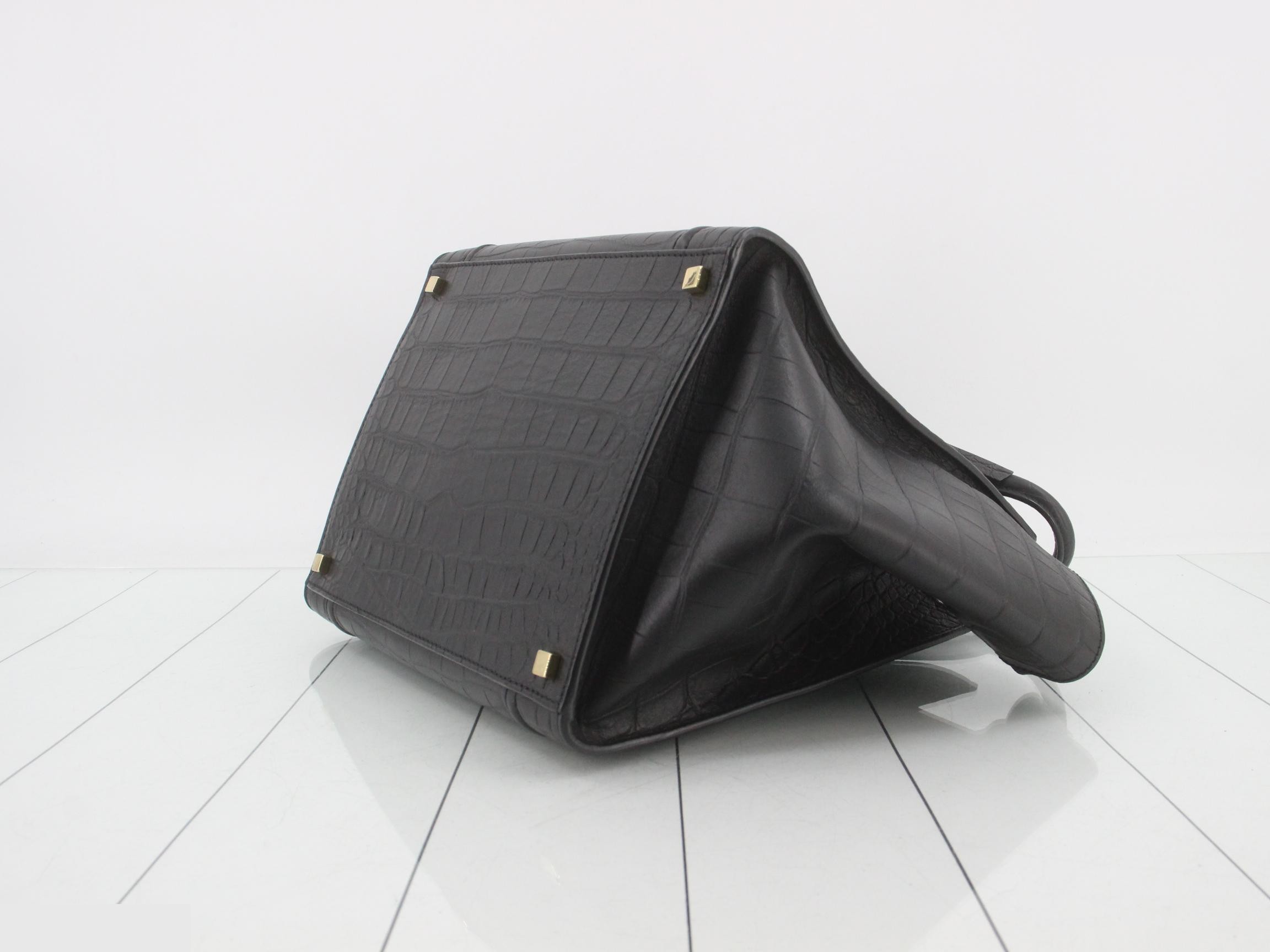 Handbag, Luggage Phantom, Crocodile-embossed, Black — view 6