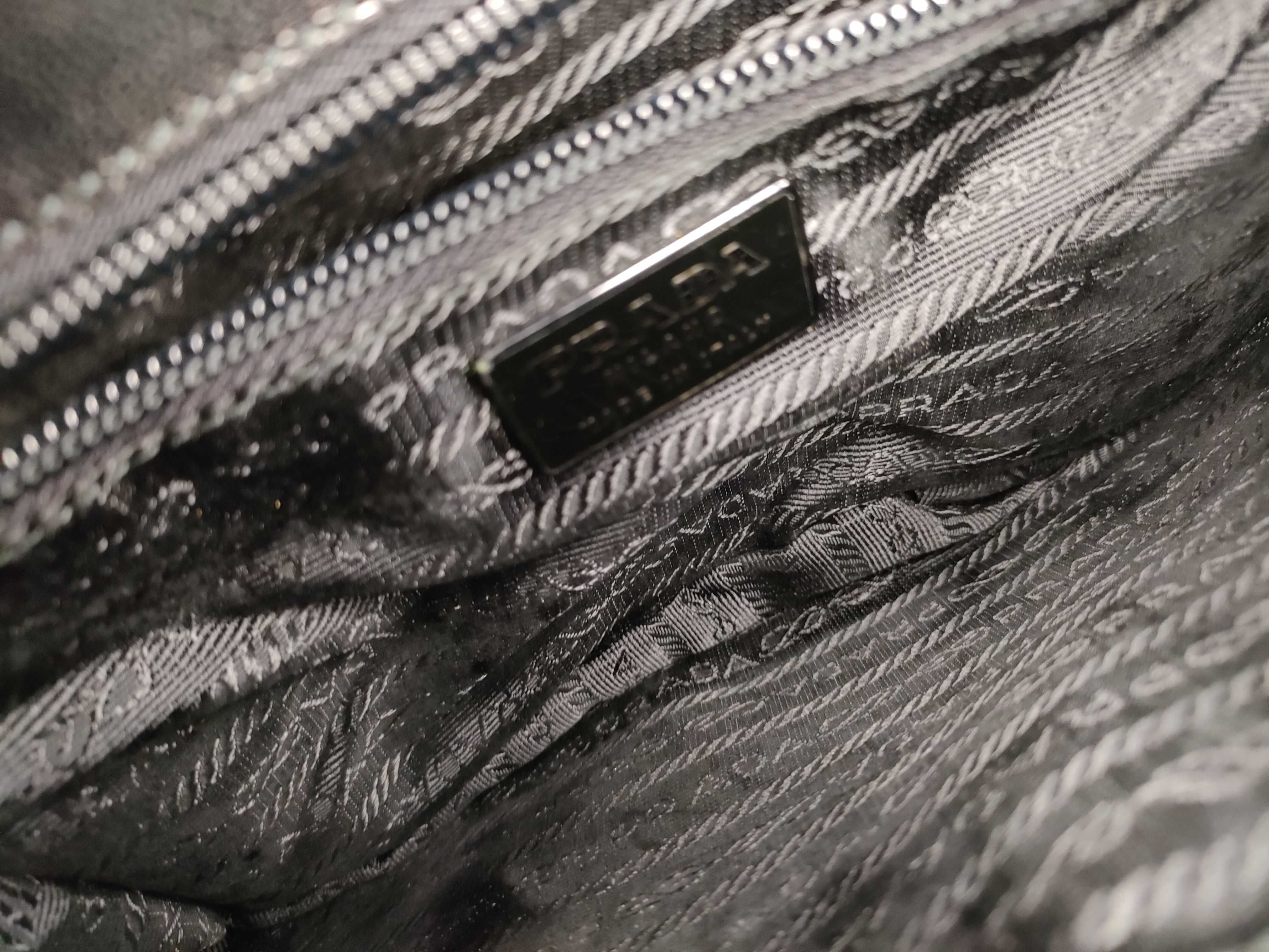 Nylon x Saffiano Flap Shoulder Bag, Black Shoulder Bag — view 10