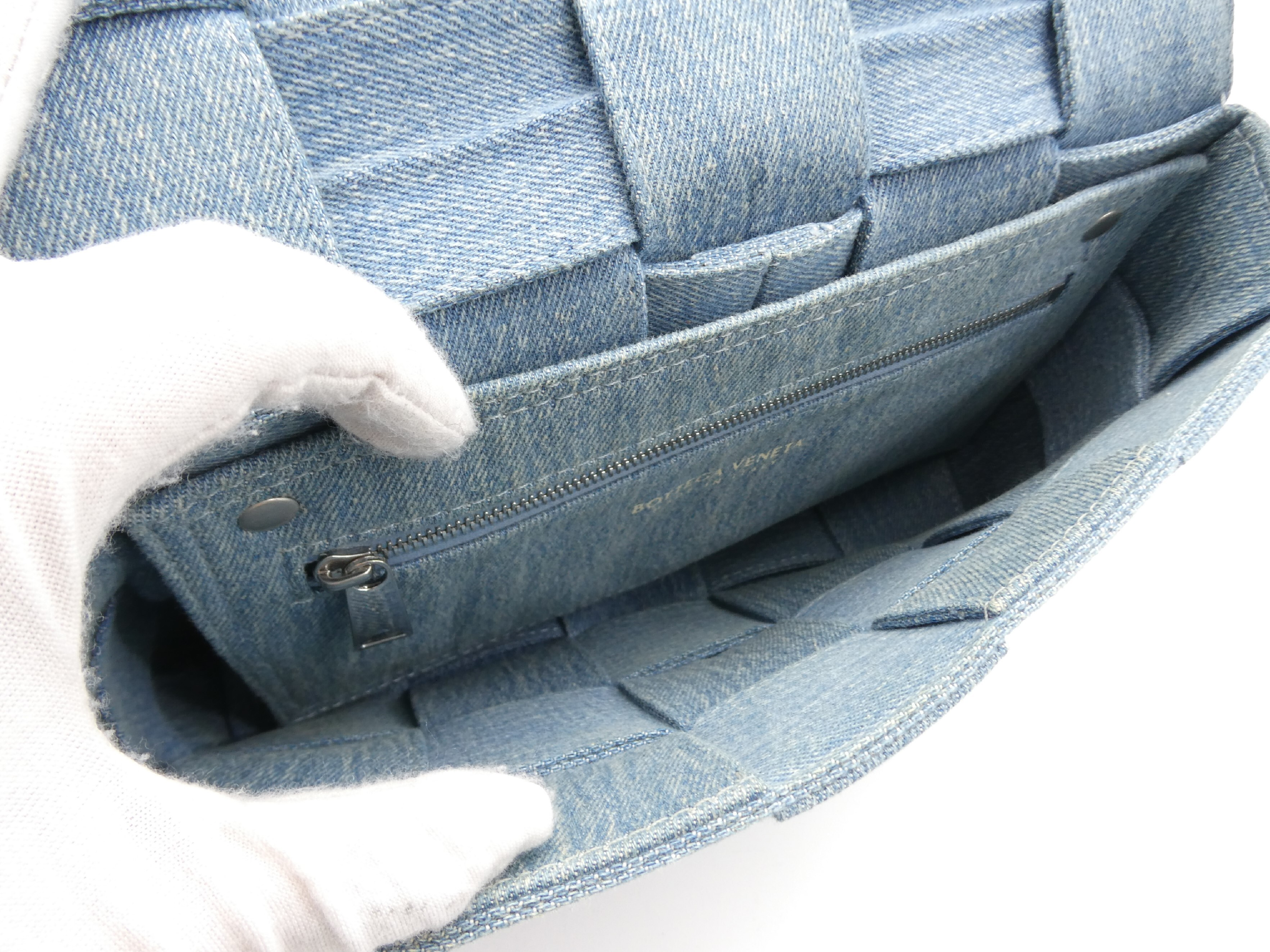Intrecciato Denim Shoulder Bag — view 7