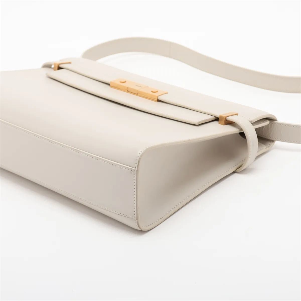 Manhattan Leather Shoulder Bag, White, 579271 — view 3