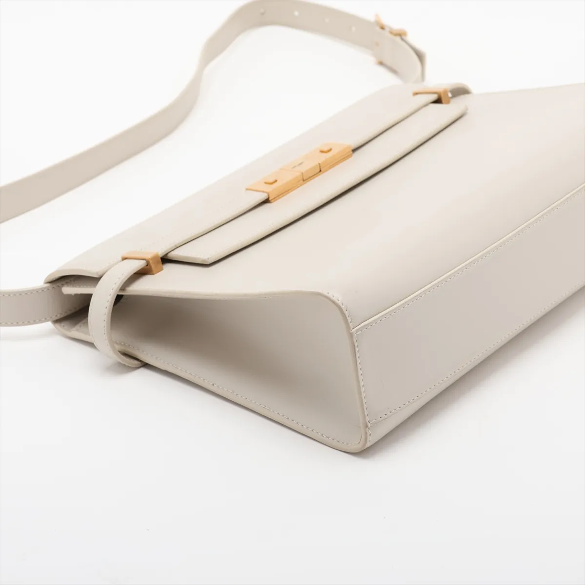 Manhattan Leather Shoulder Bag, White, 579271 — view 4