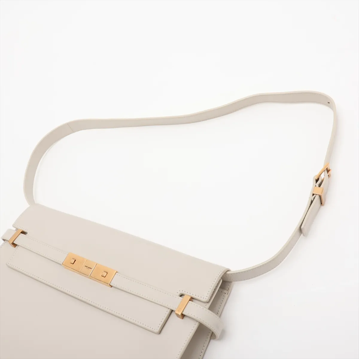 Manhattan Leather Shoulder Bag, White, 579271 — view 5