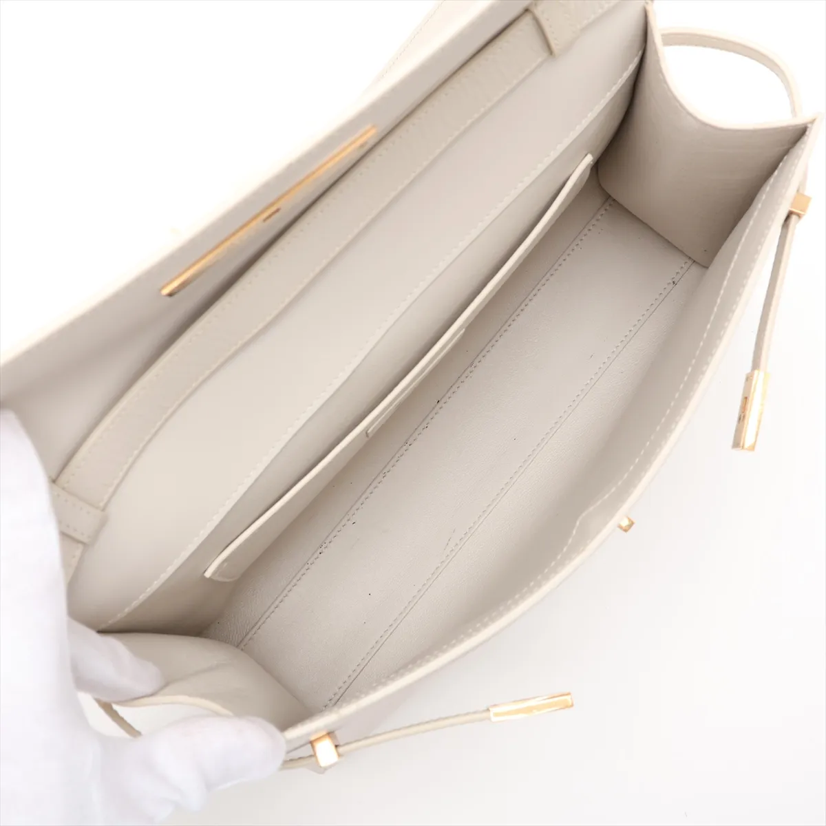 Manhattan Leather Shoulder Bag, White, 579271 — view 6