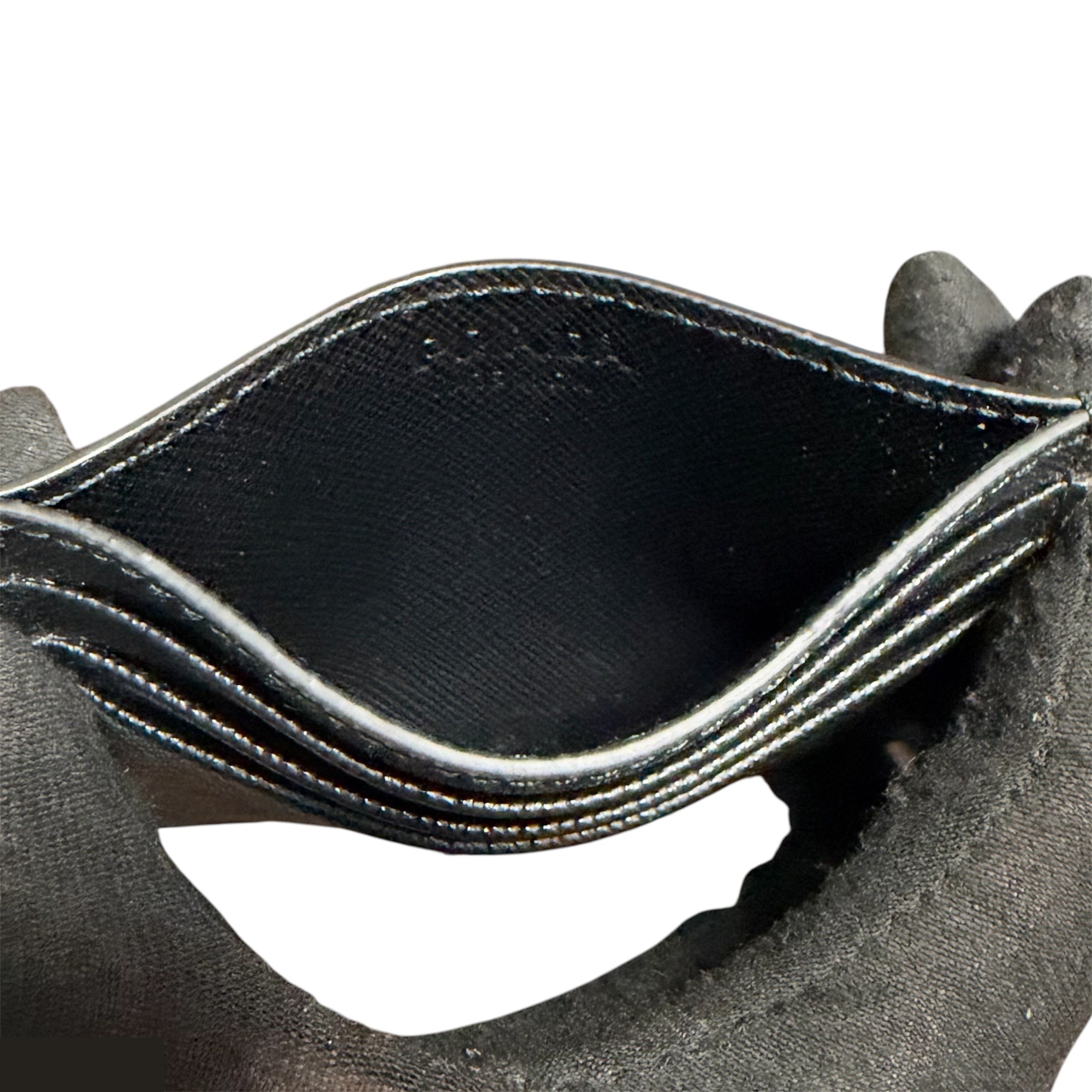 Saffiano Triangle Logo Card Case, Black — view 5