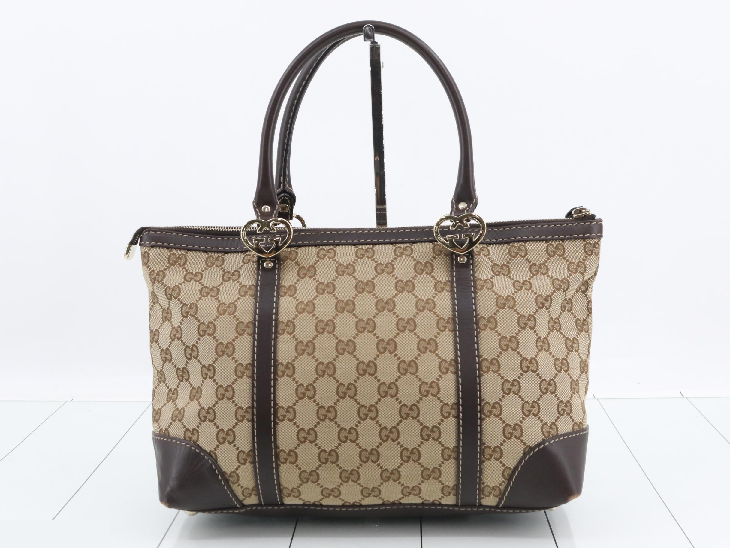 Canvas x Leather GG Canvas Lovely Tote Bag Brown GD Hardware — view 2