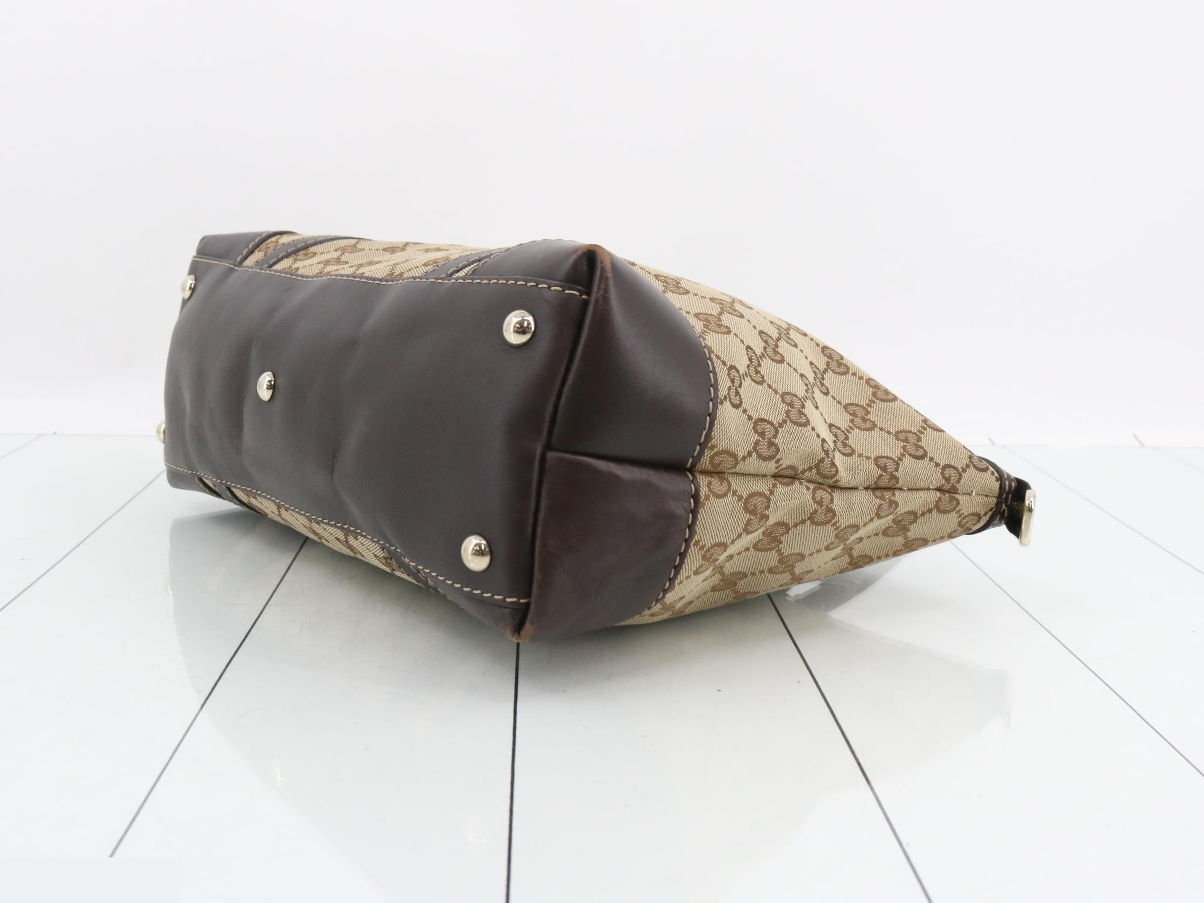 Canvas x Leather GG Canvas Lovely Tote Bag Brown GD Hardware — view 6