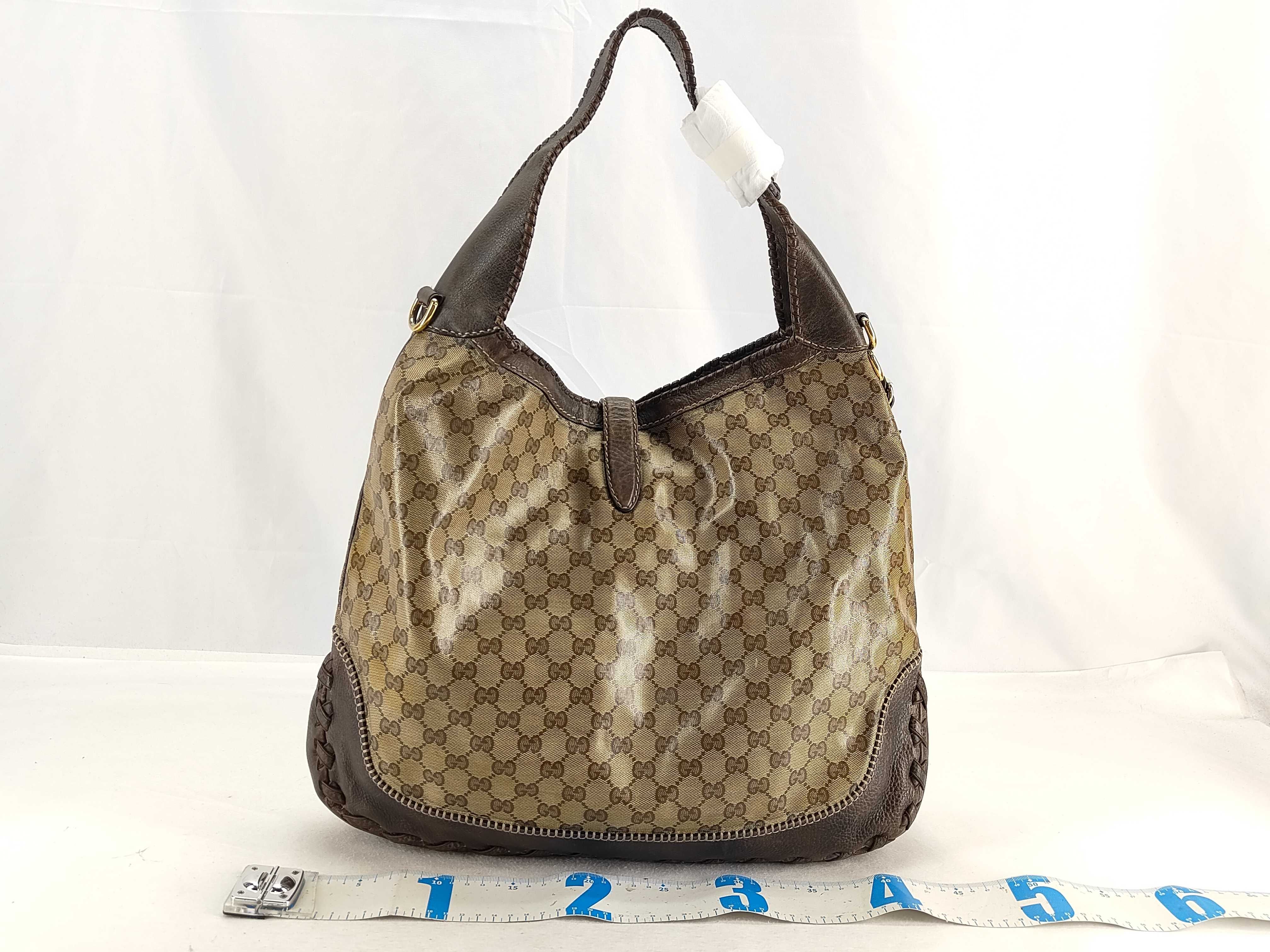 Bamboo Brown Crystal Leather Large Jackie Shoulder Bag with Long Shoulder Strap (Handbag) — view 2