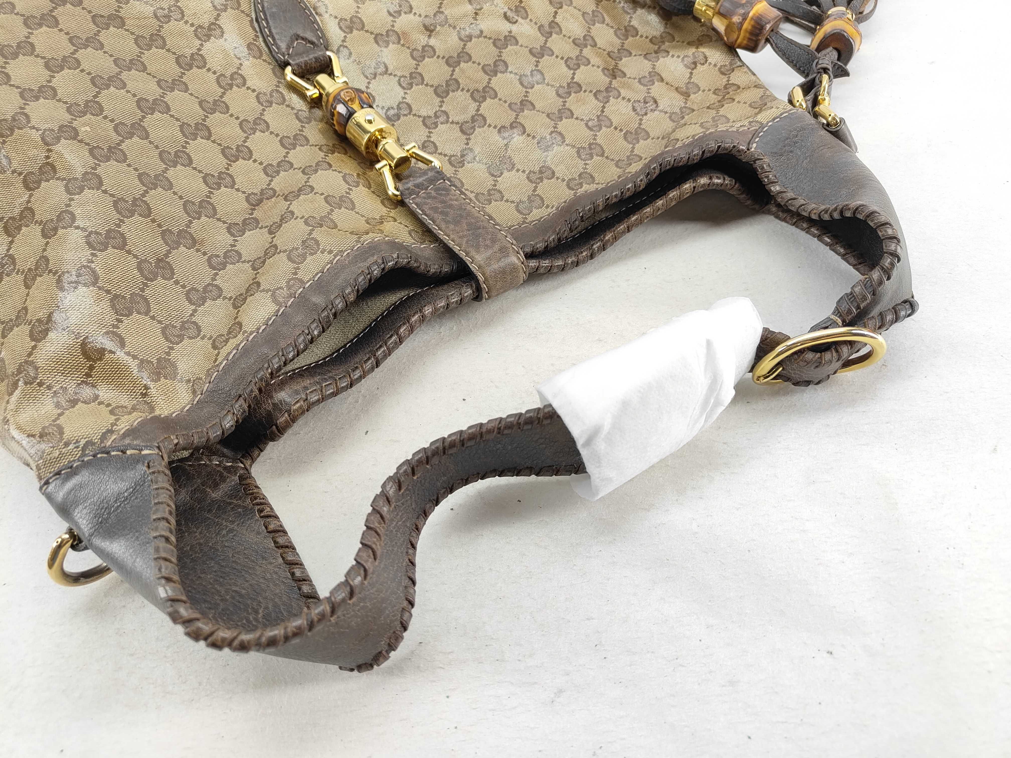 Bamboo Brown Crystal Leather Large Jackie Shoulder Bag with Long Shoulder Strap (Handbag) — view 4