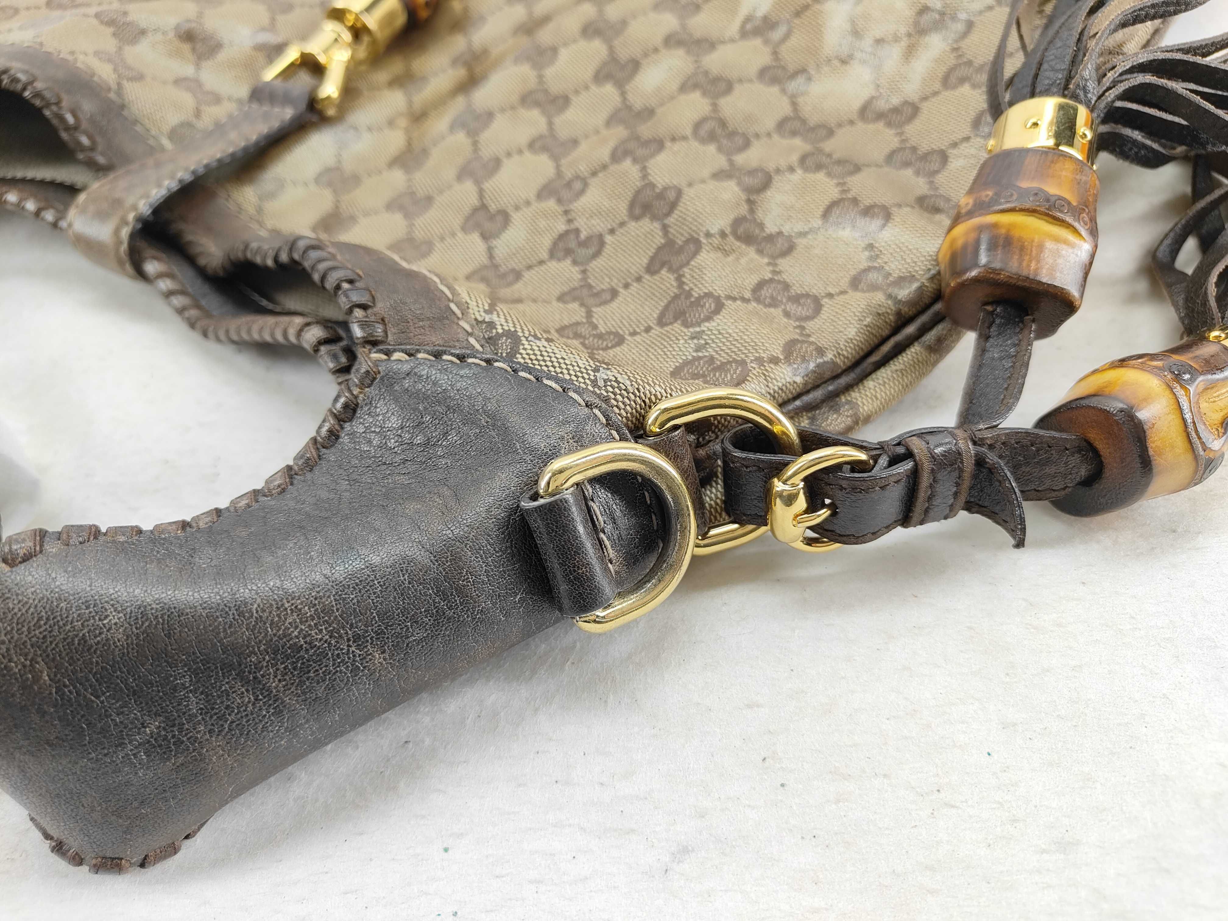 Bamboo Brown Crystal Leather Large Jackie Shoulder Bag with Long Shoulder Strap (Handbag) — view 6