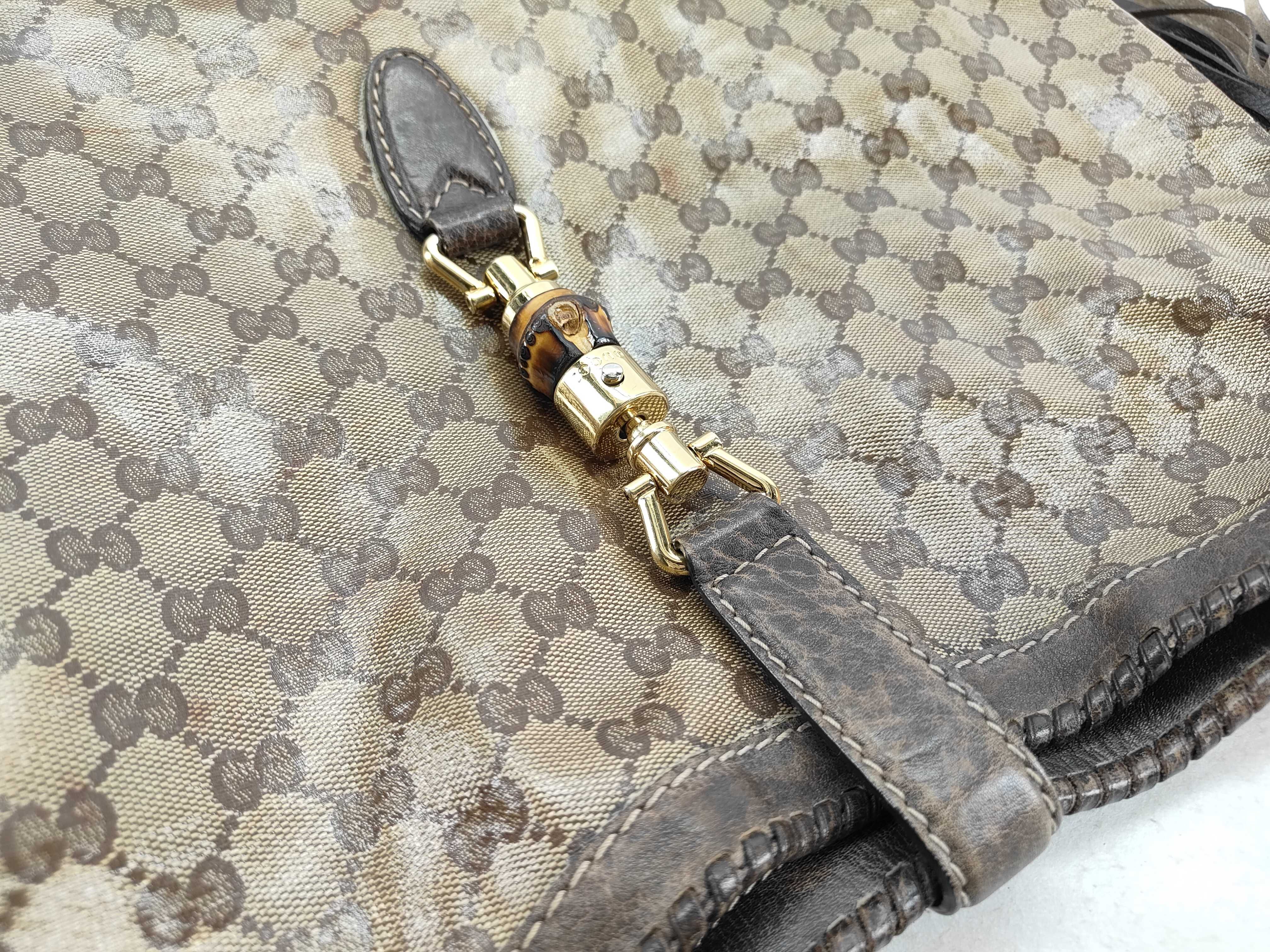 Bamboo Brown Crystal Leather Large Jackie Shoulder Bag with Long Shoulder Strap (Handbag) — view 9