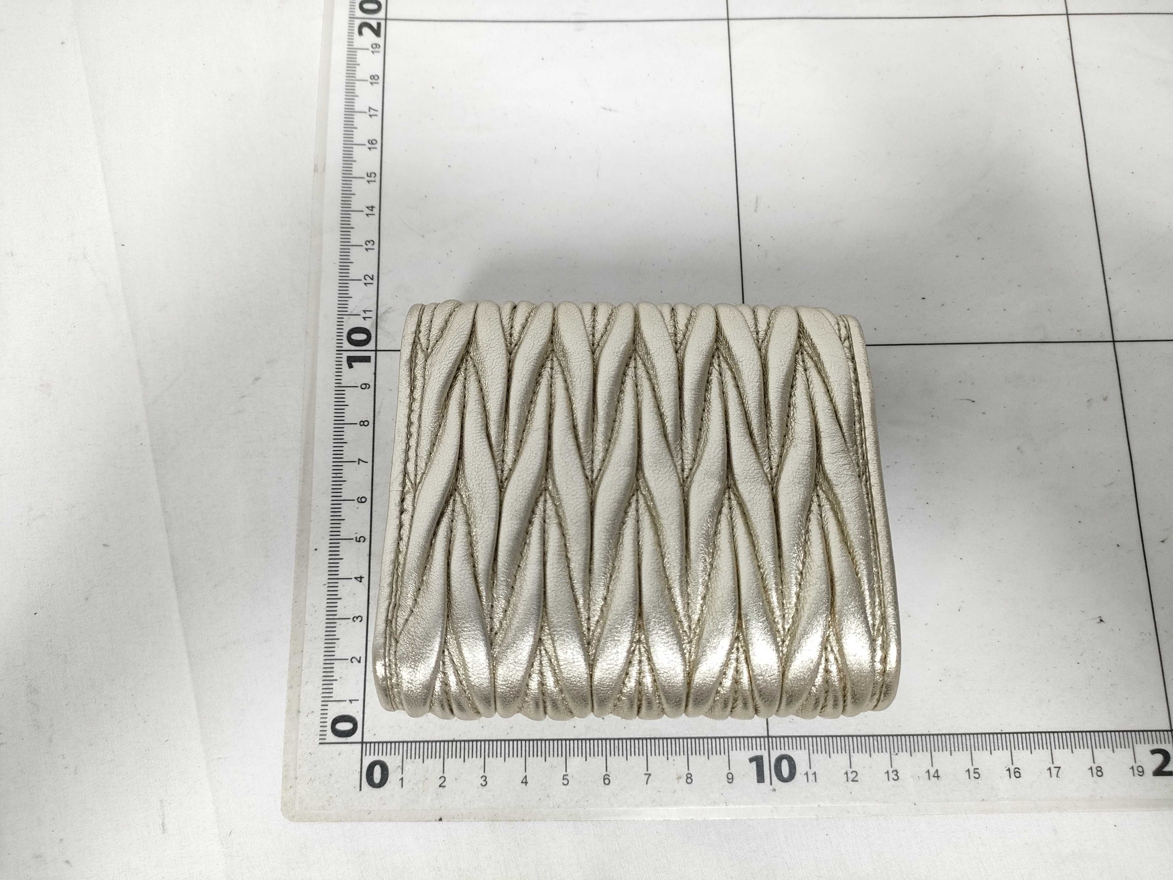 Matelassé Folding Wallet, Gold — view 2