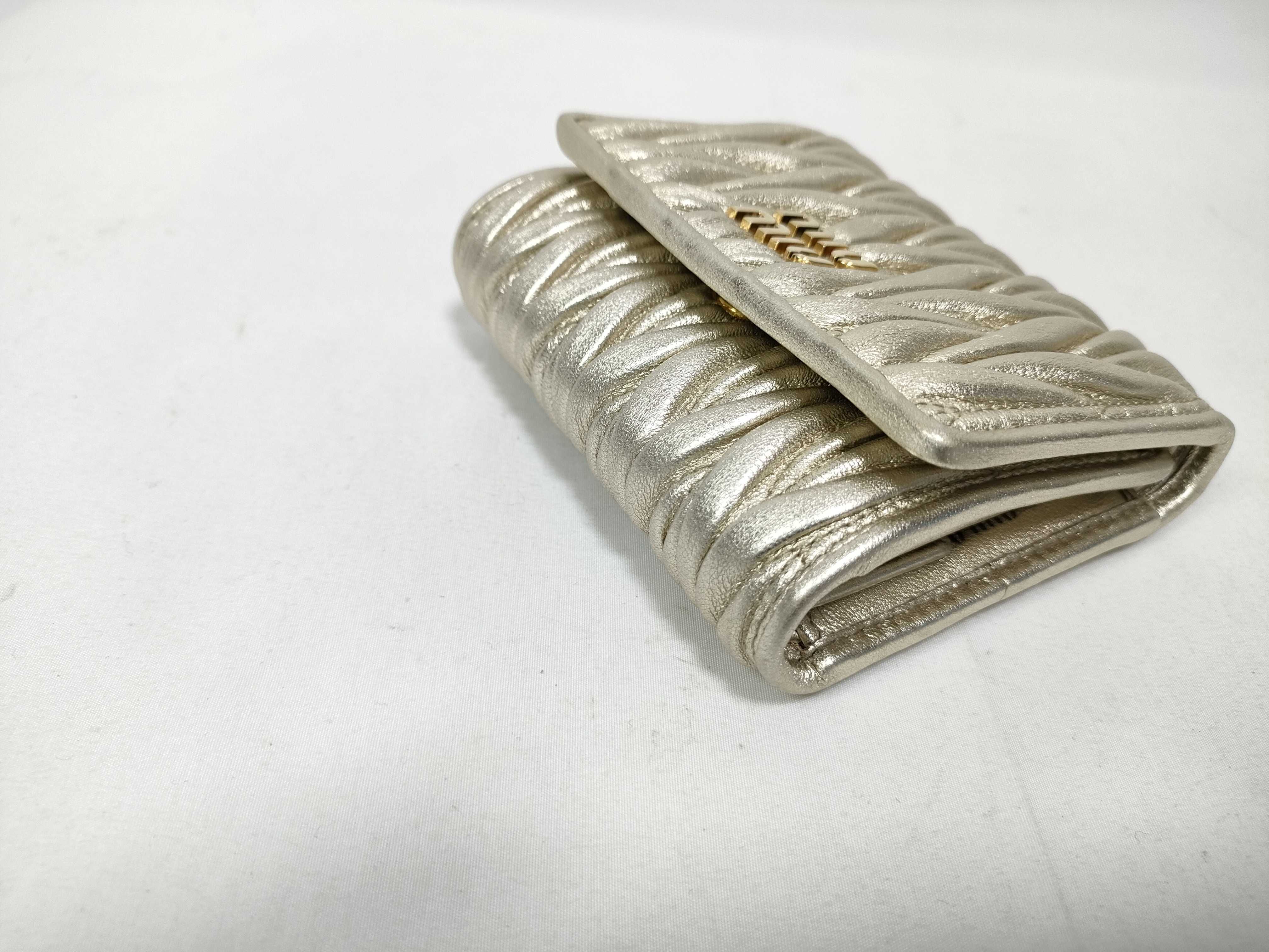 Matelassé Folding Wallet, Gold — view 3