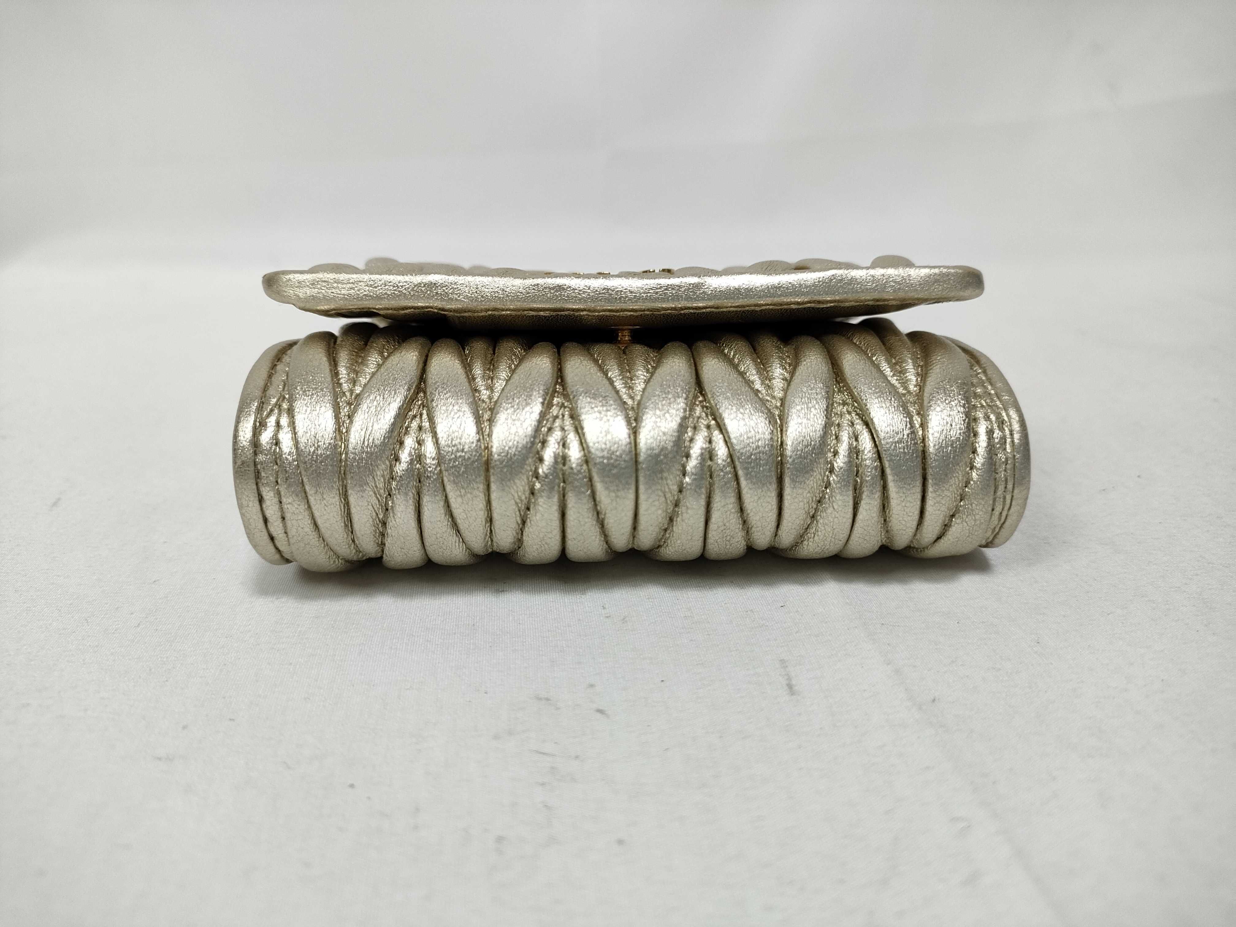 Matelassé Folding Wallet, Gold — view 6