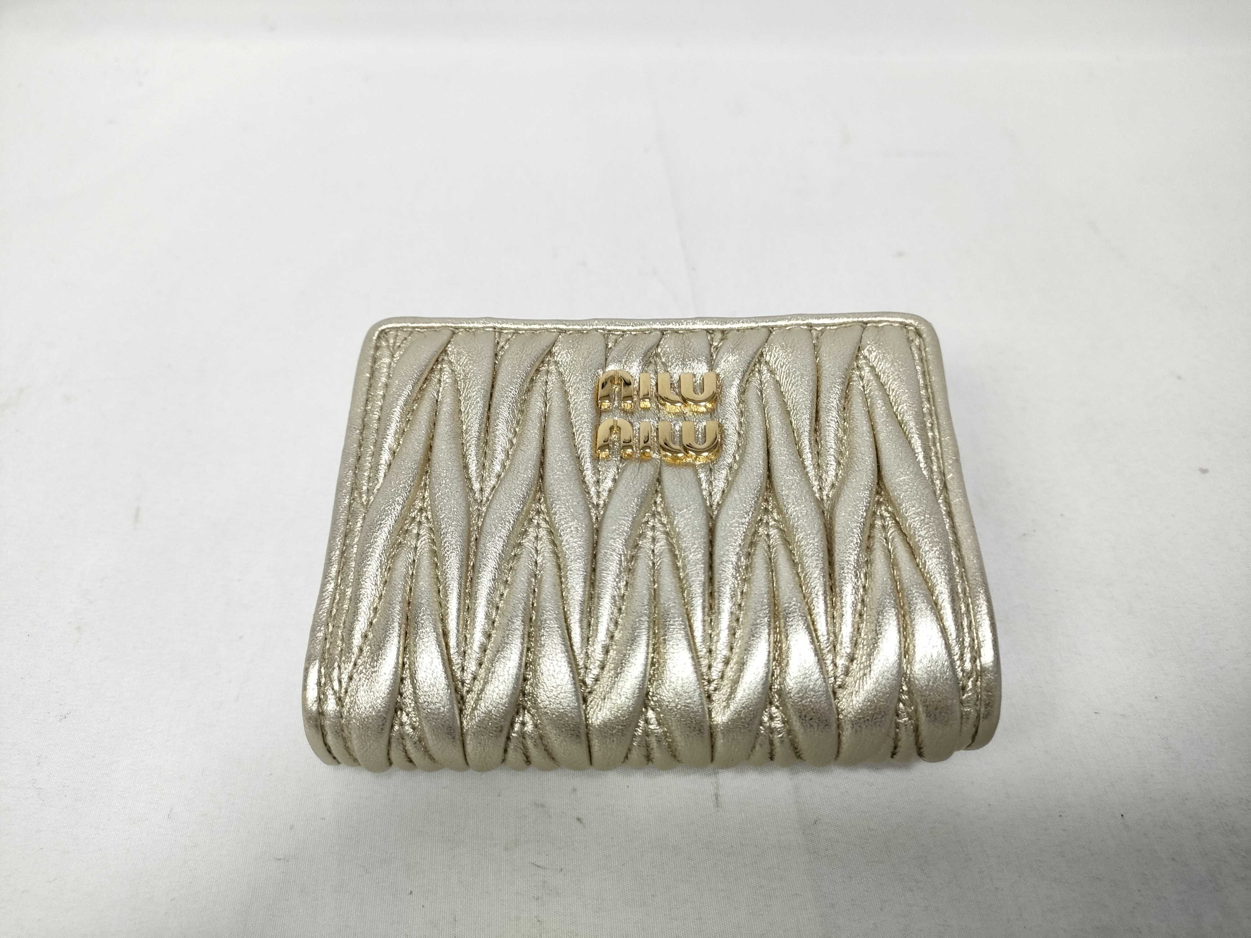 Matelassé Folding Wallet, Gold — view 7