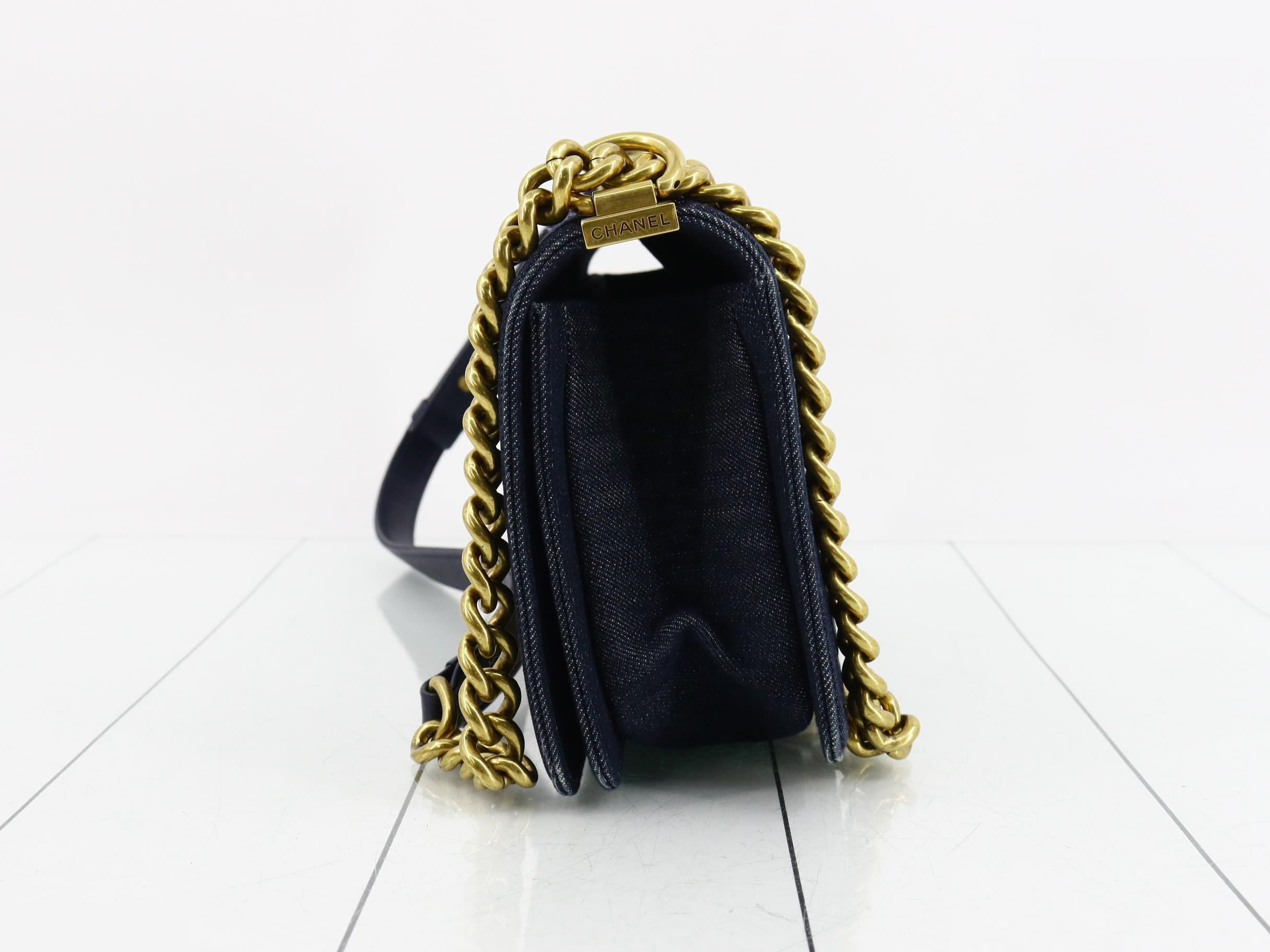 Boy Chanel Chain Shoulder Bag - Denim x Tweed — view 3