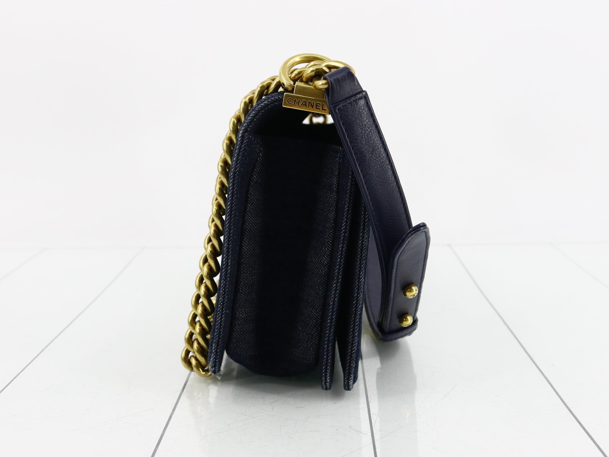 Boy Chanel Chain Shoulder Bag - Denim x Tweed — view 4