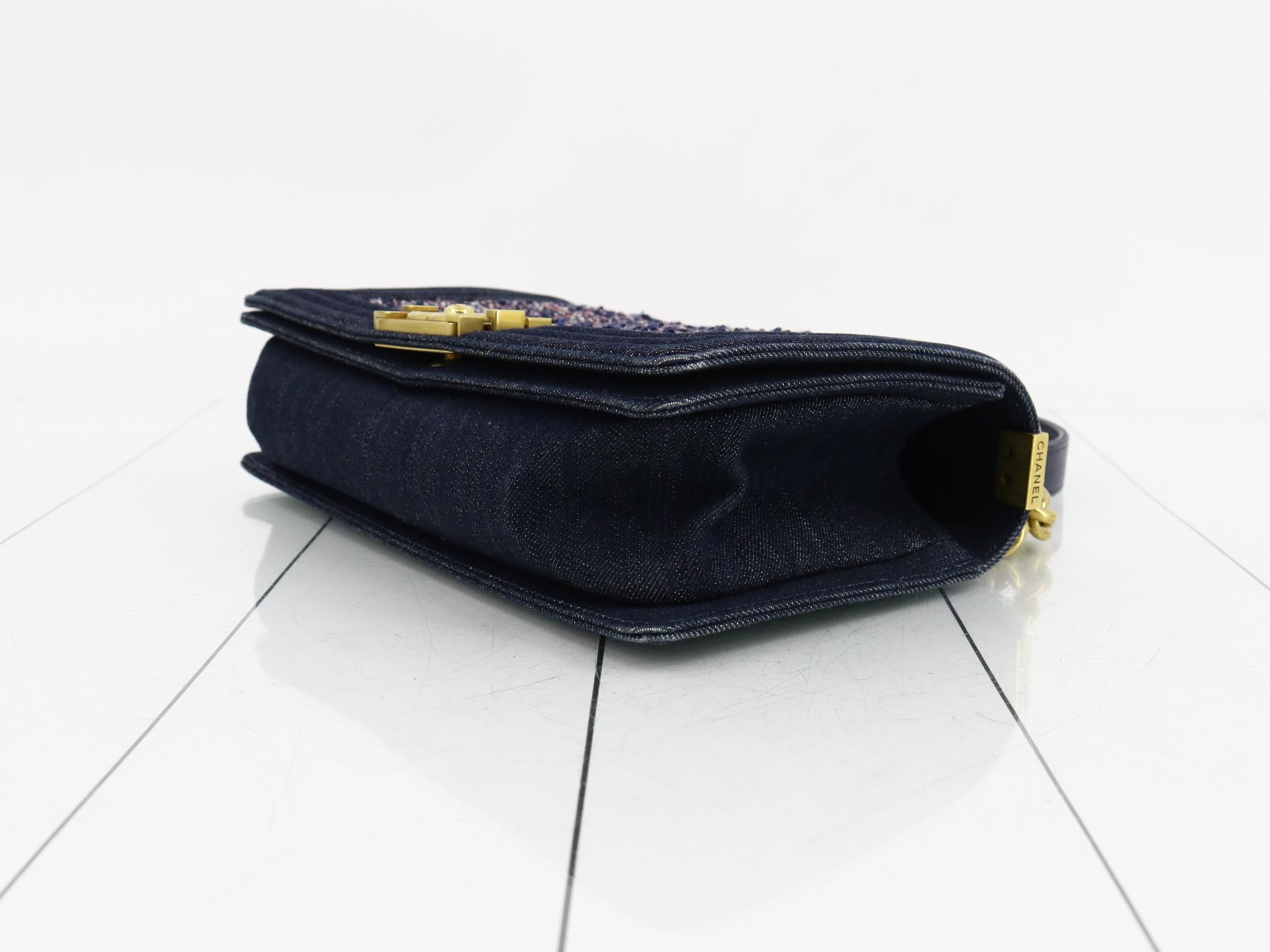 Boy Chanel Chain Shoulder Bag - Denim x Tweed — view 6