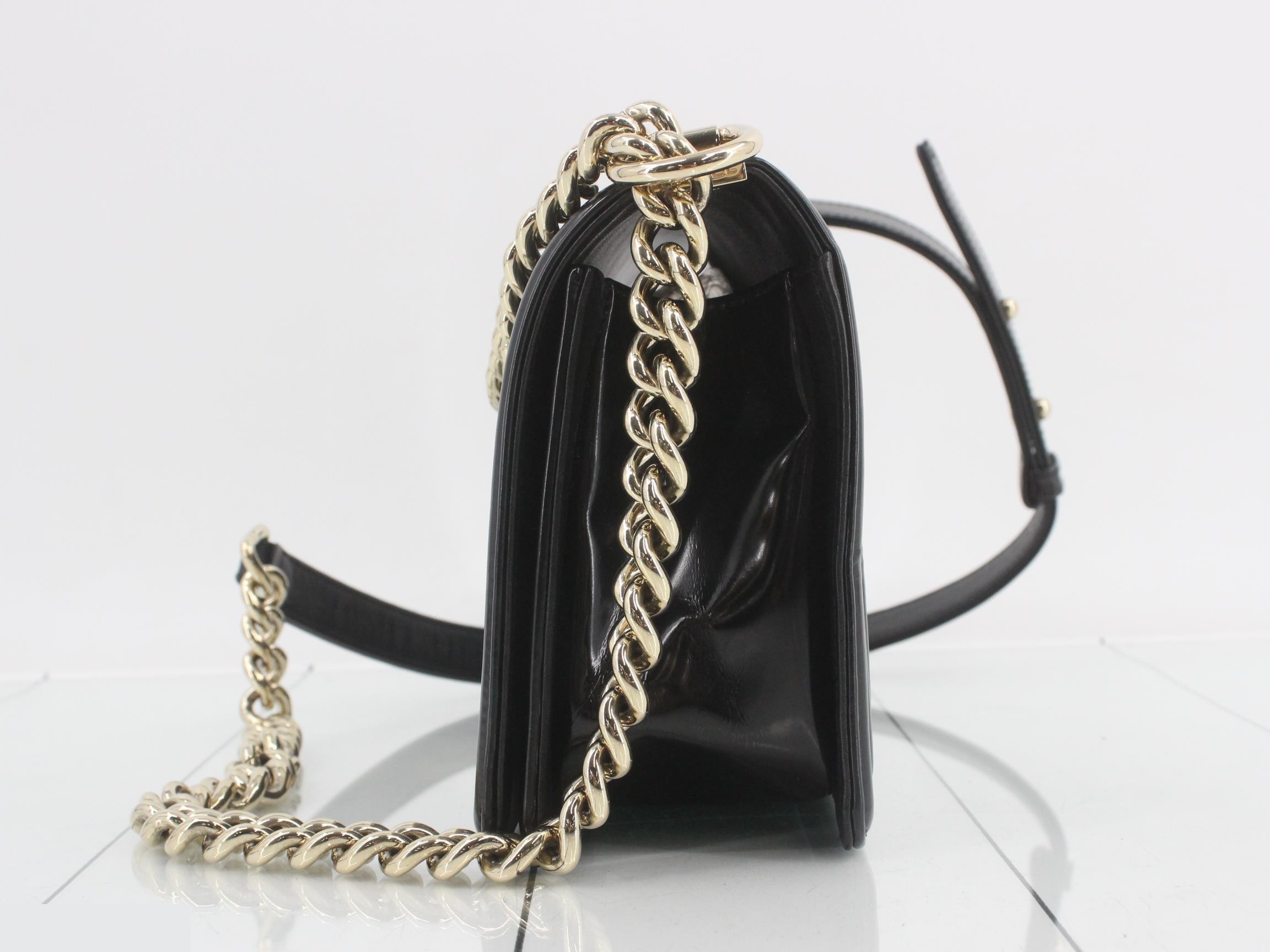 Boy Chanel Chain Shoulder Bag, Black — view 3
