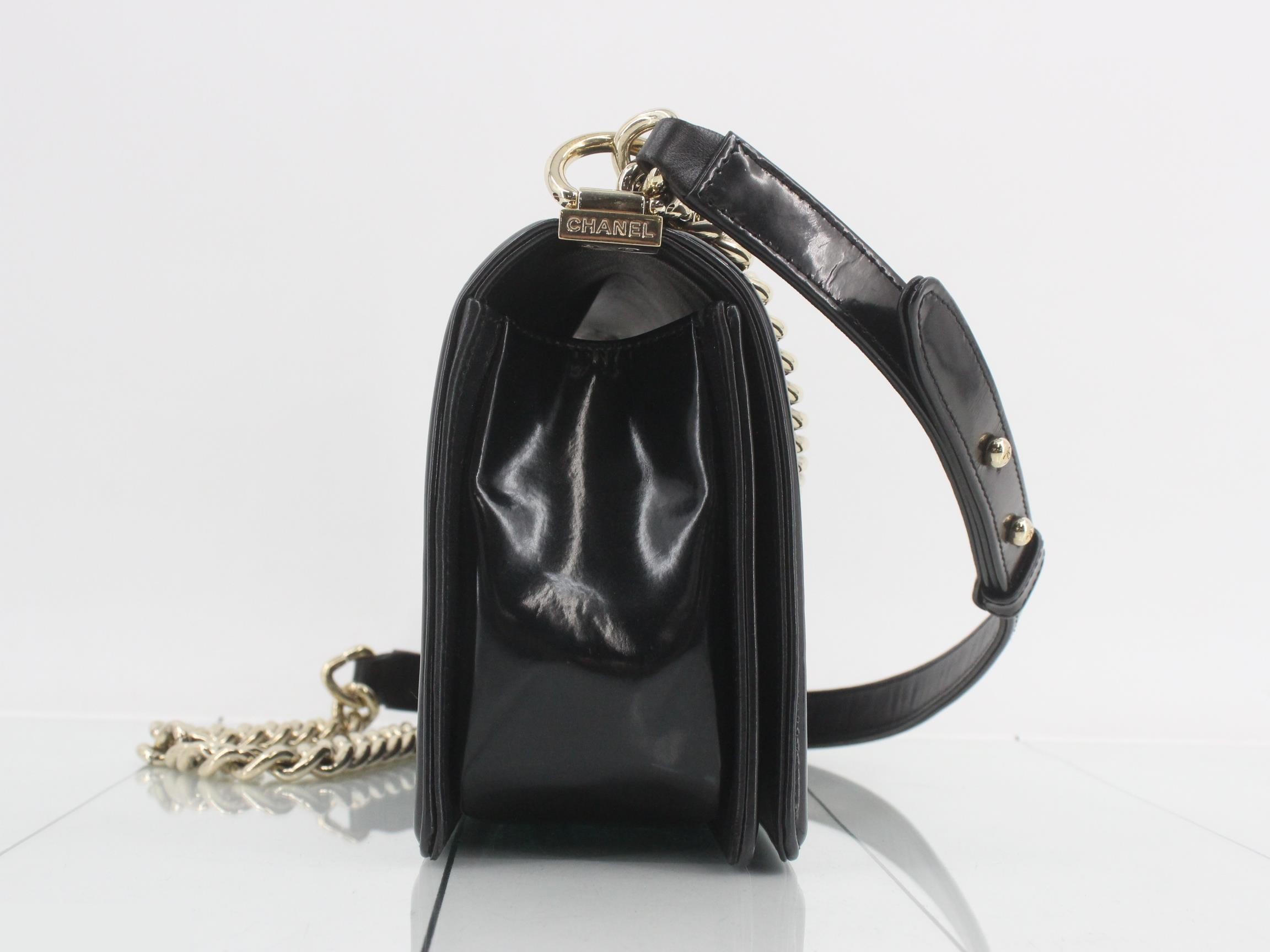 Boy Chanel Chain Shoulder Bag, Black — view 4
