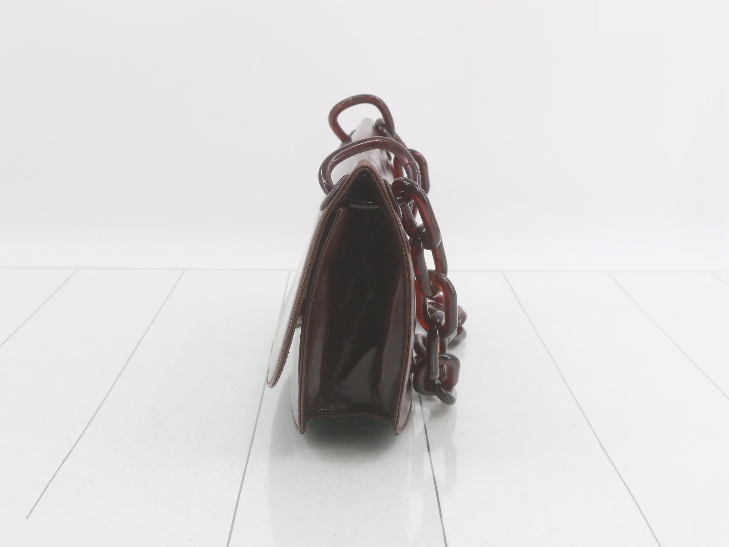 Plastic chain bag/shoulder bag, brown — view 3