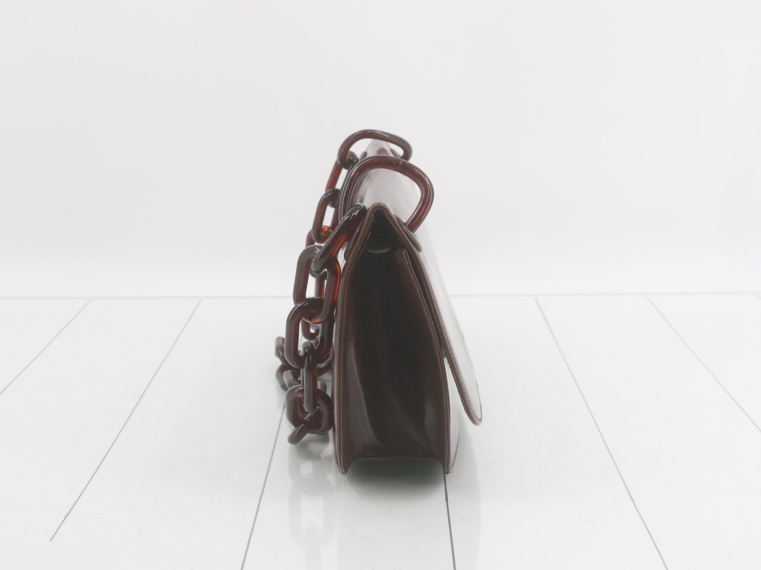 Plastic chain bag/shoulder bag, brown — view 4