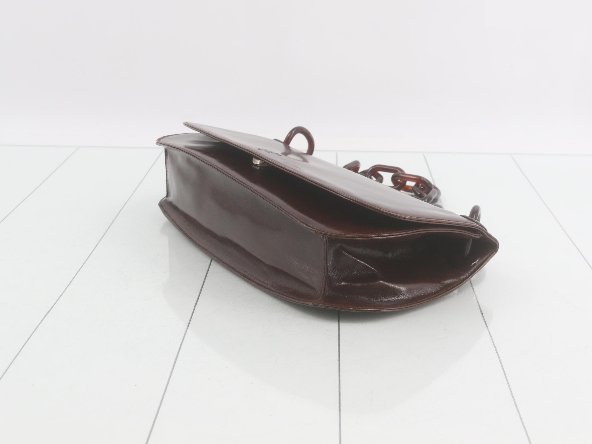 Plastic chain bag/shoulder bag, brown — view 6