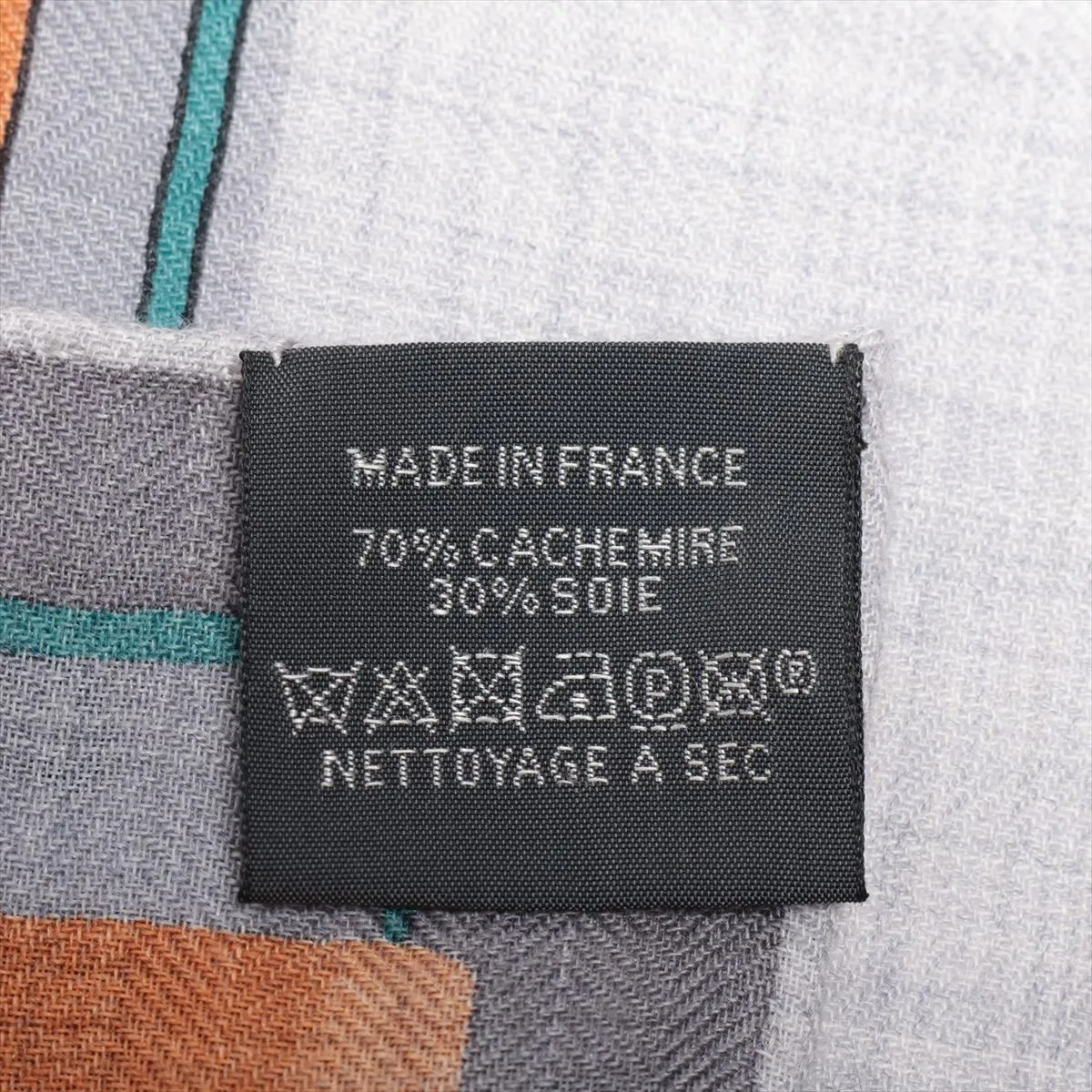 Carre Géant Lettres Equestres Stole, Cashmere x Silk, Gray, Slight wear and snags. — view 6