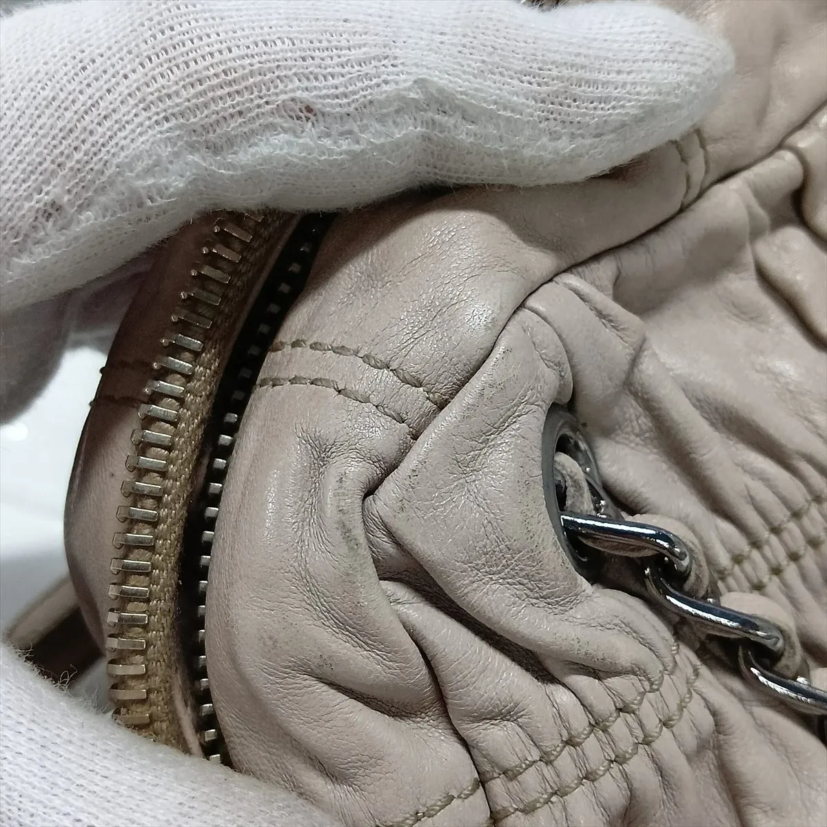 Nappa Gaufre Leather 2-Way Handbag, Gray BN1977 — view 13