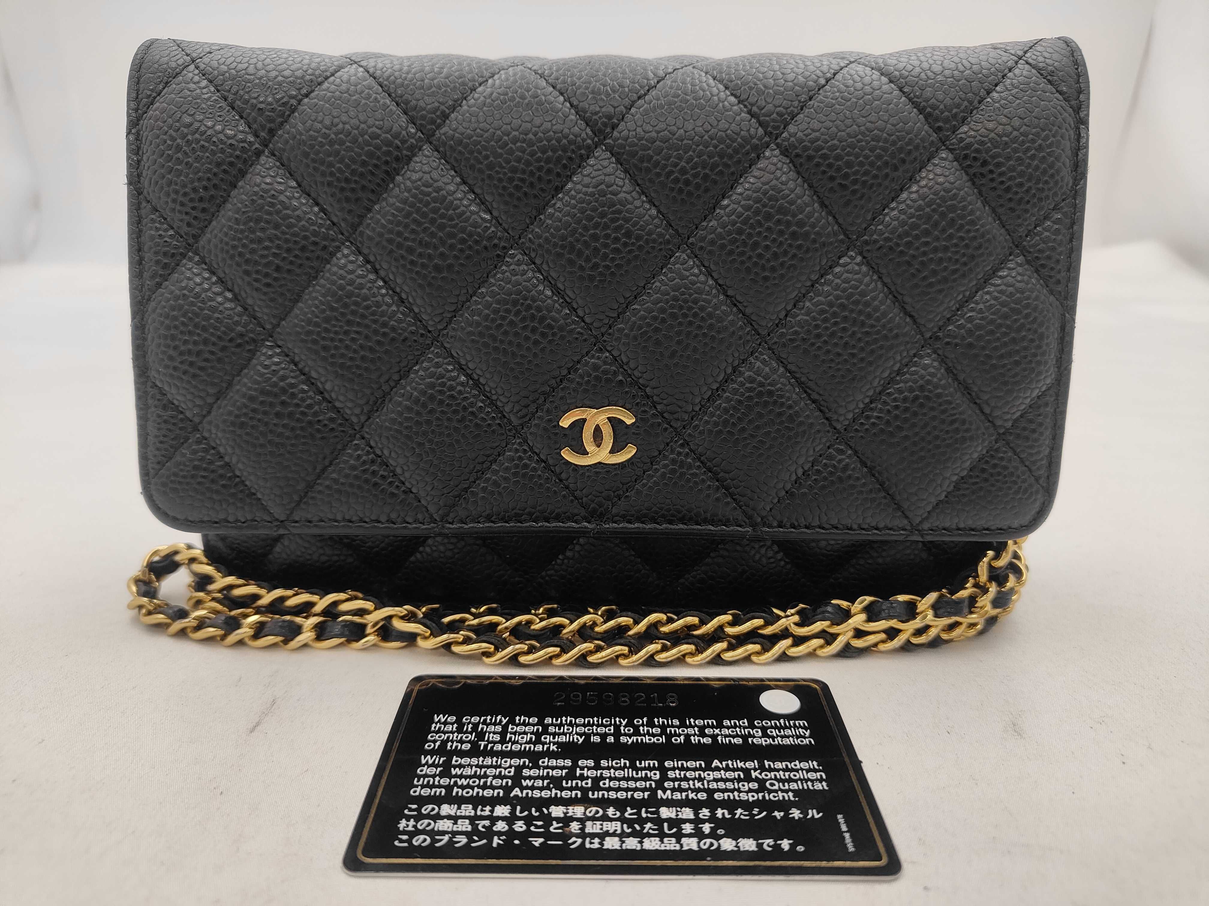 Caviar Skin Chain Wallet Shoulder Bag