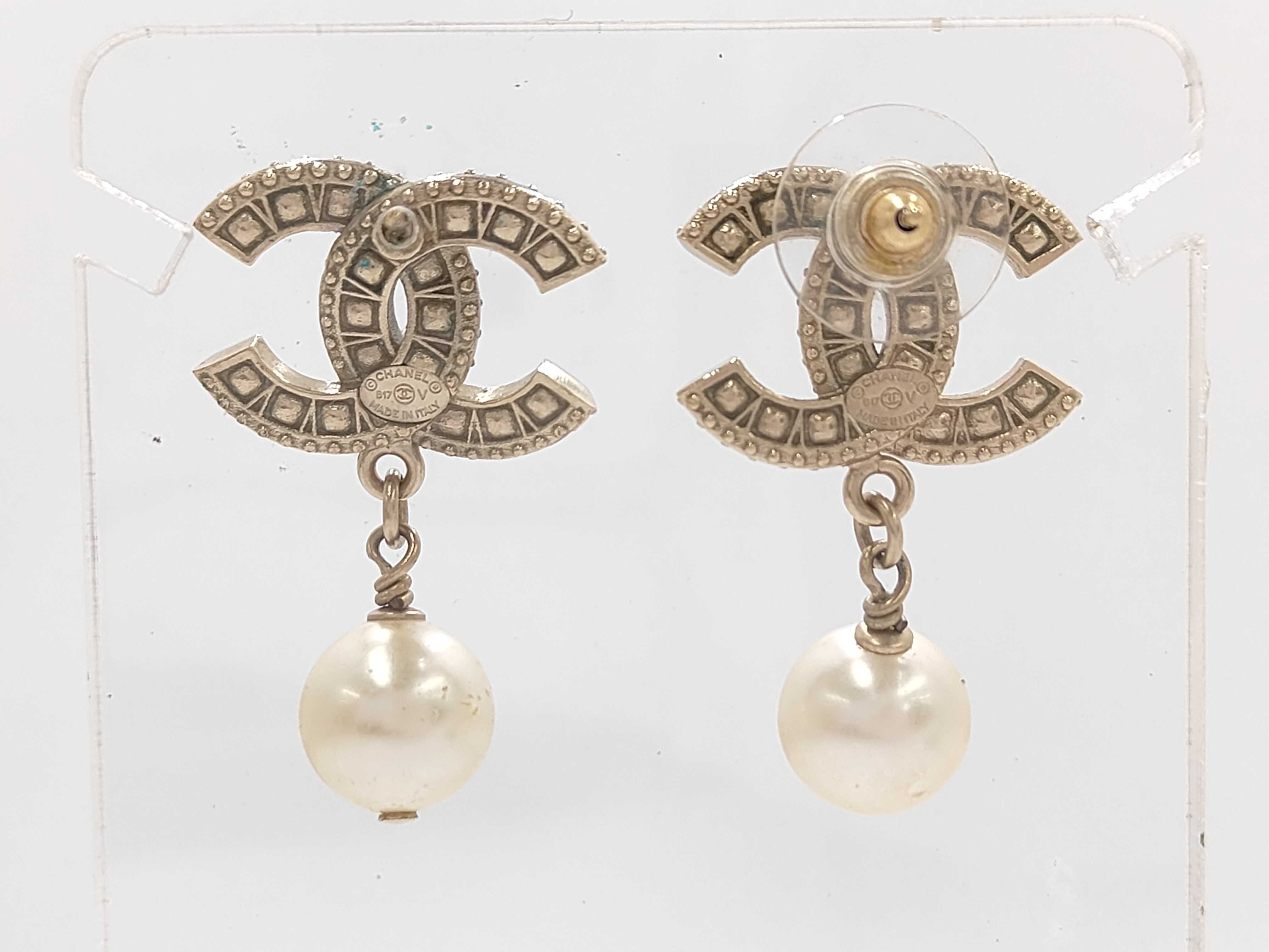 Coco Mark Rhinestone Pearl Earrings — view 2