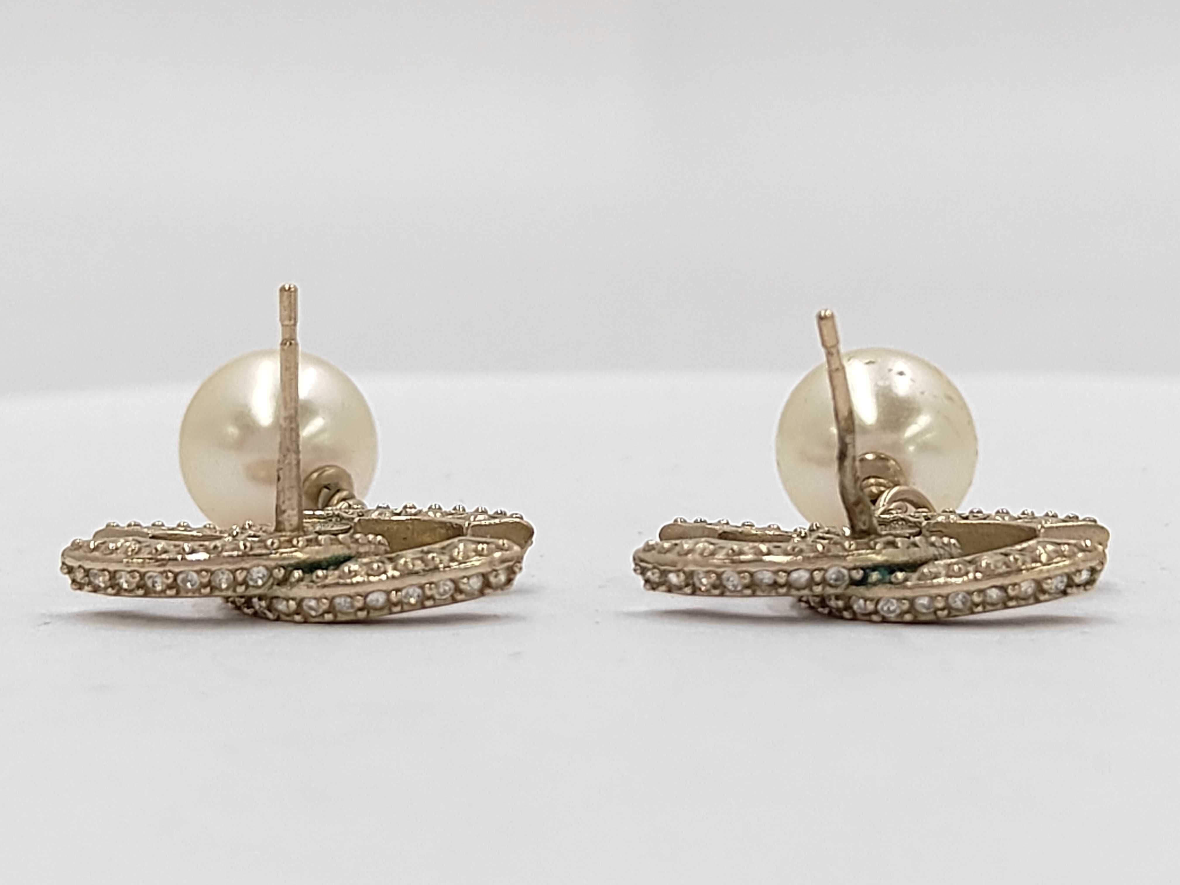Coco Mark Rhinestone Pearl Earrings — view 4