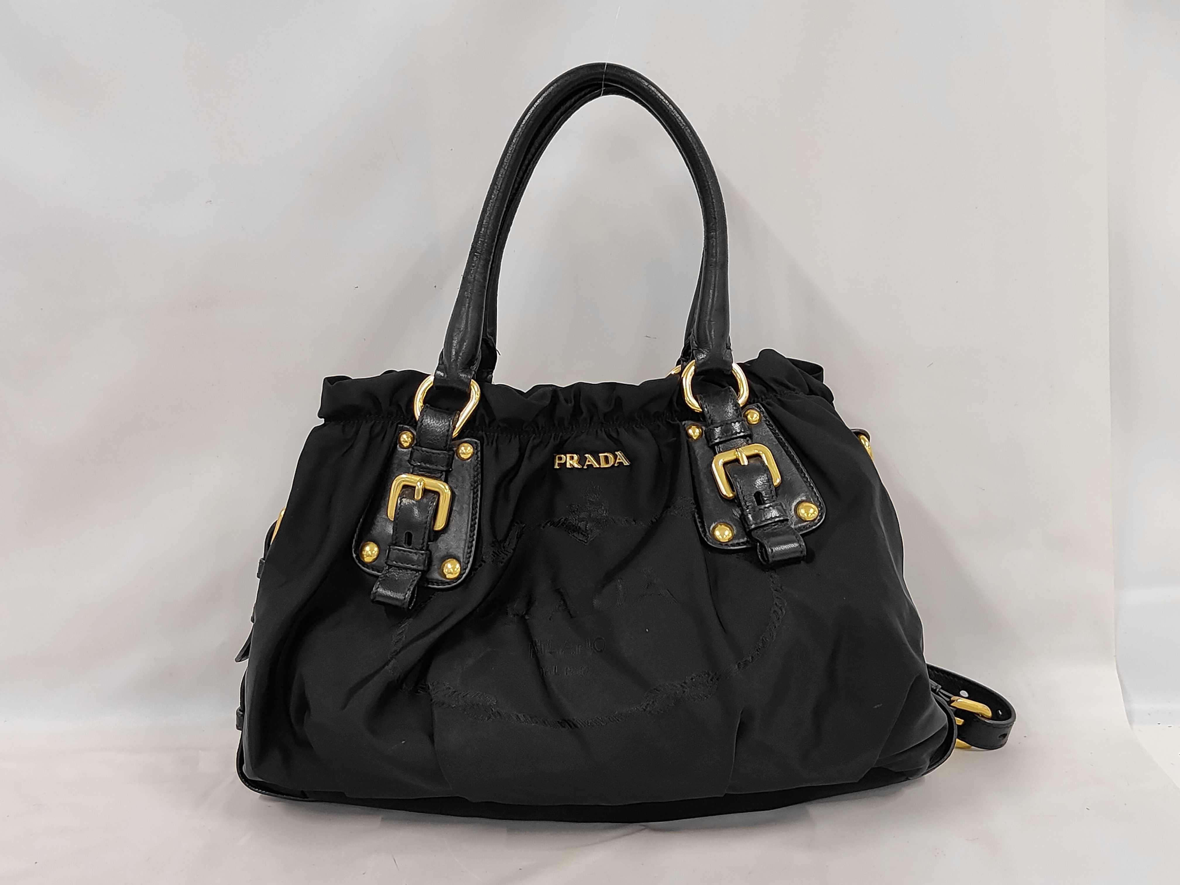 Nylon Jacquard 2-way Black Bag Handbag