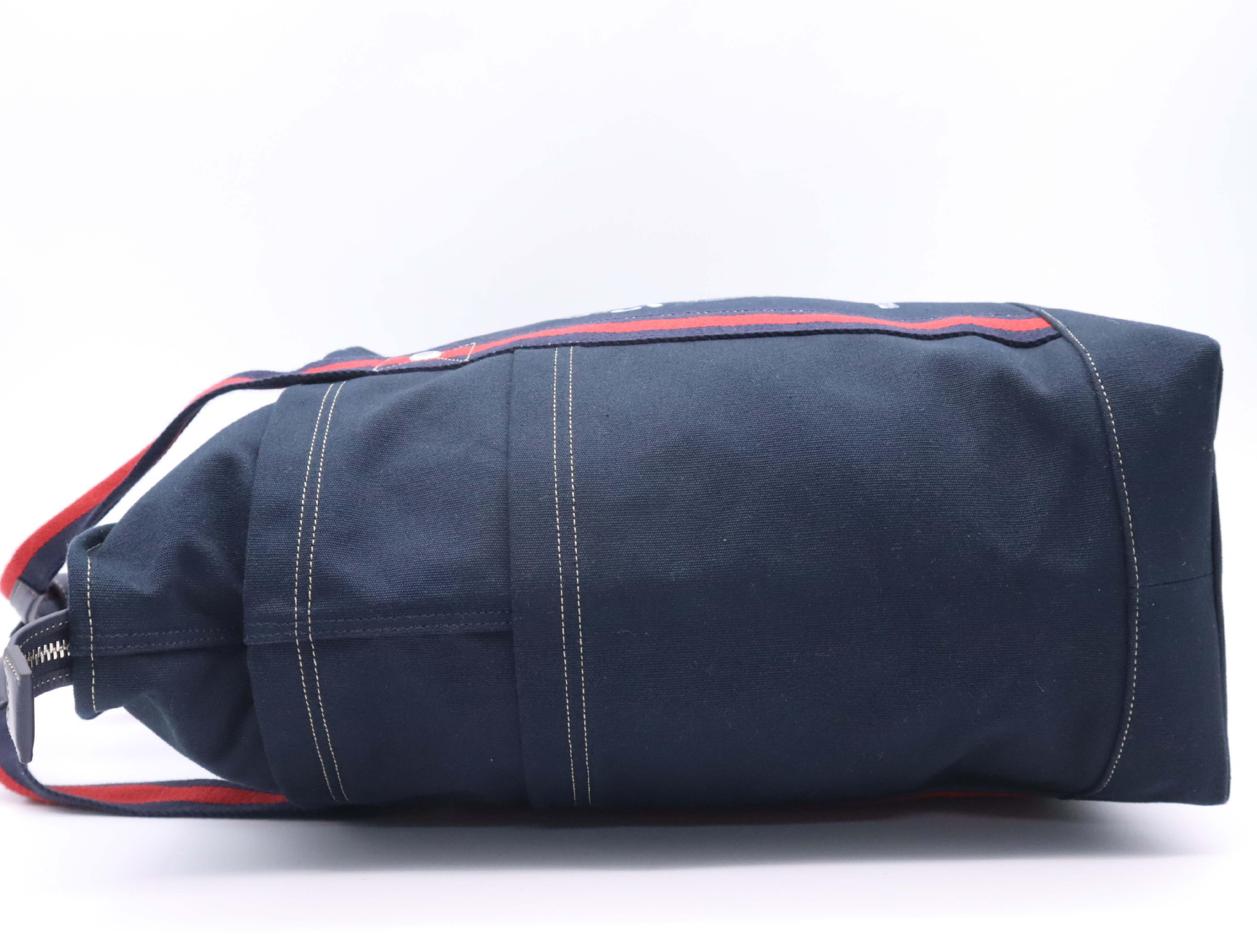 816863 Canvas Sherry Line Tote Bag Navy Red with Dust Bag — view 3