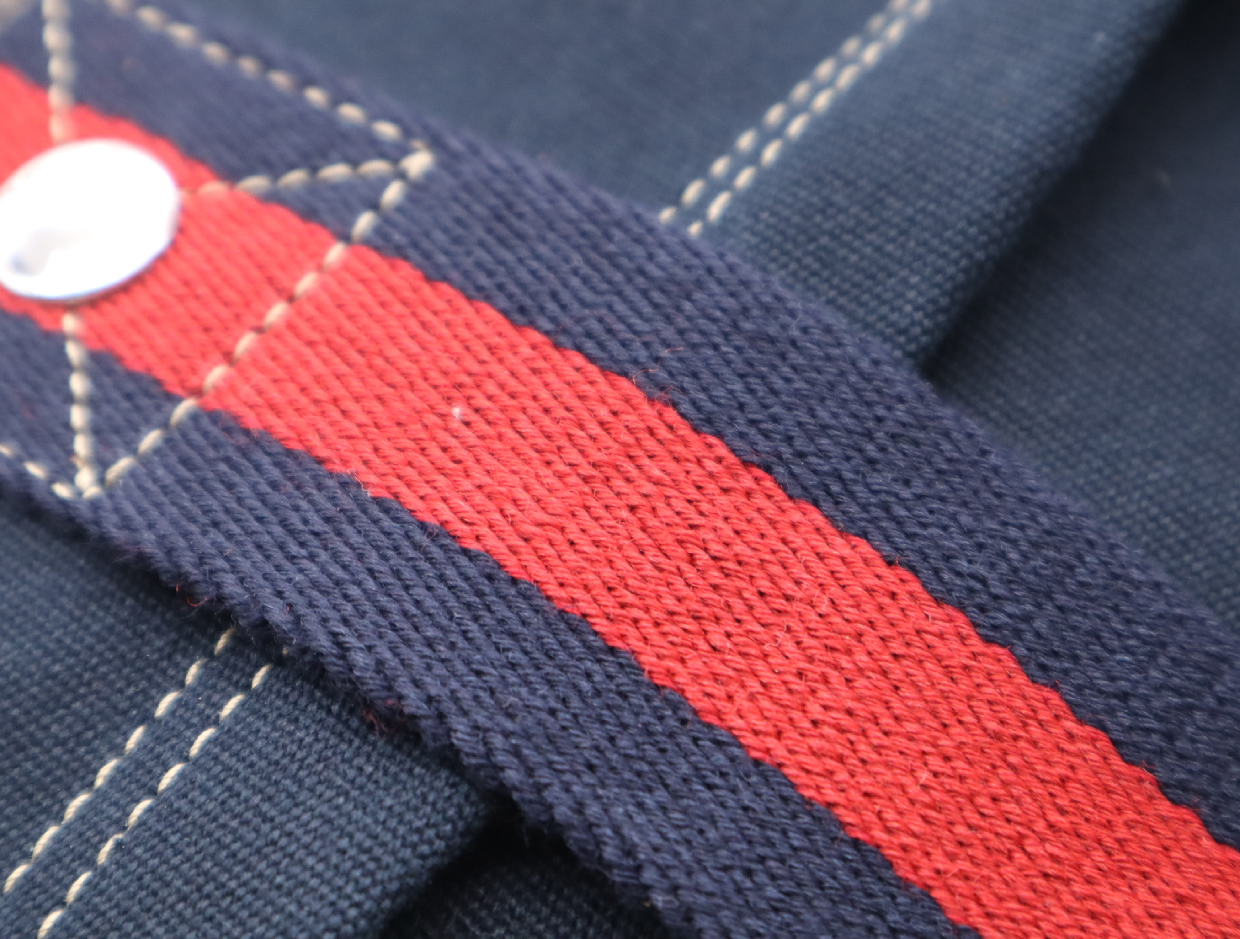 816863 Canvas Sherry Line Tote Bag Navy Red with Dust Bag — view 9