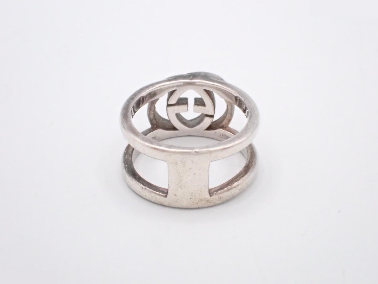 Interlocking G Silver Ring, 925 Sterling Silver, 4.8g, Stamped 9, Actual Size #8 — view 2
