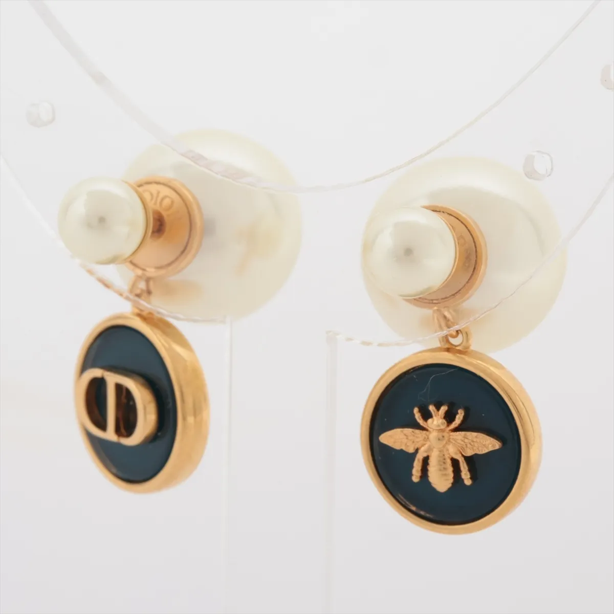Tribales Dior Tribal Earrings (for both ears) GP x Fake Pearl Gold x Navy — view 3
