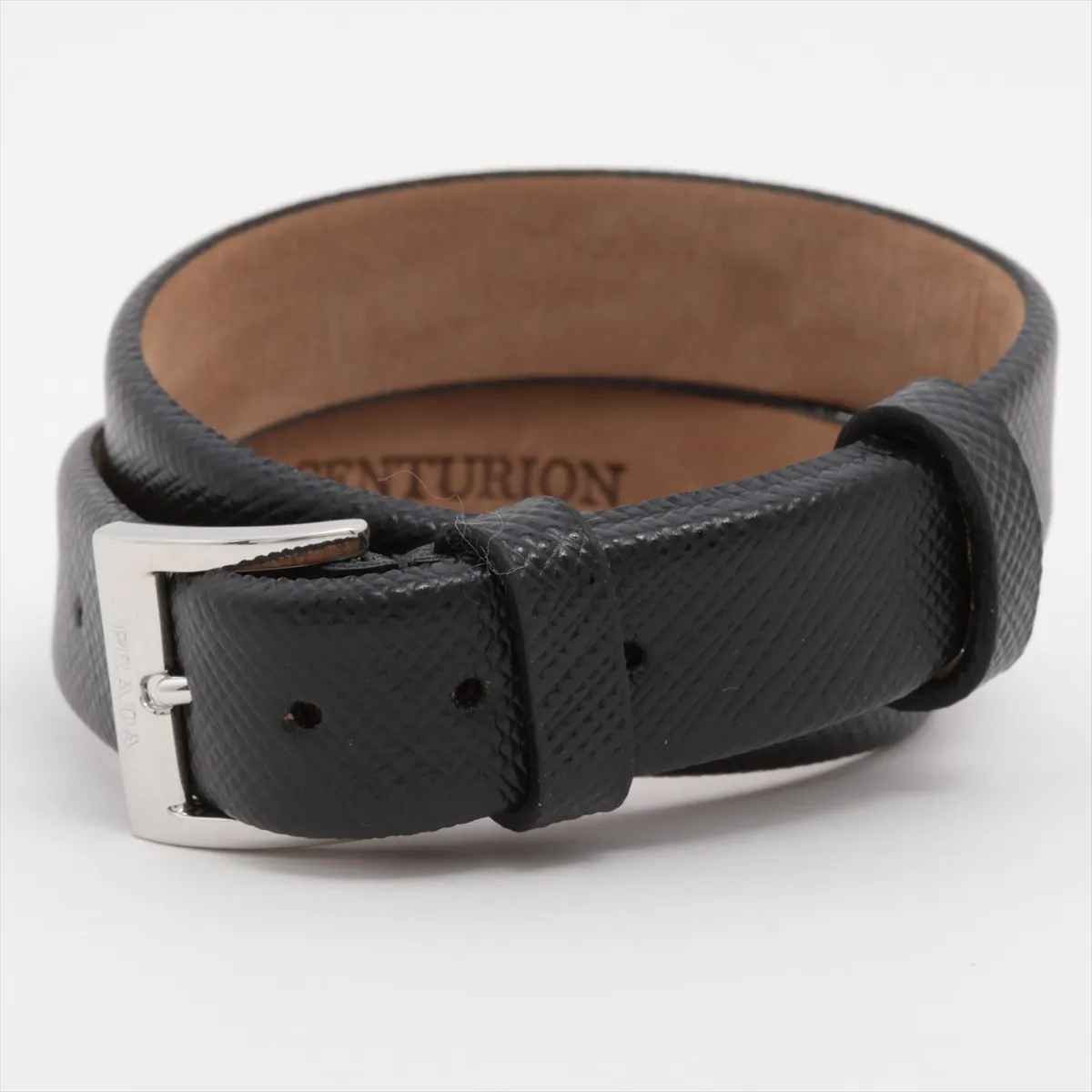 Saffiano Bracelet, Black Leather, — view 3