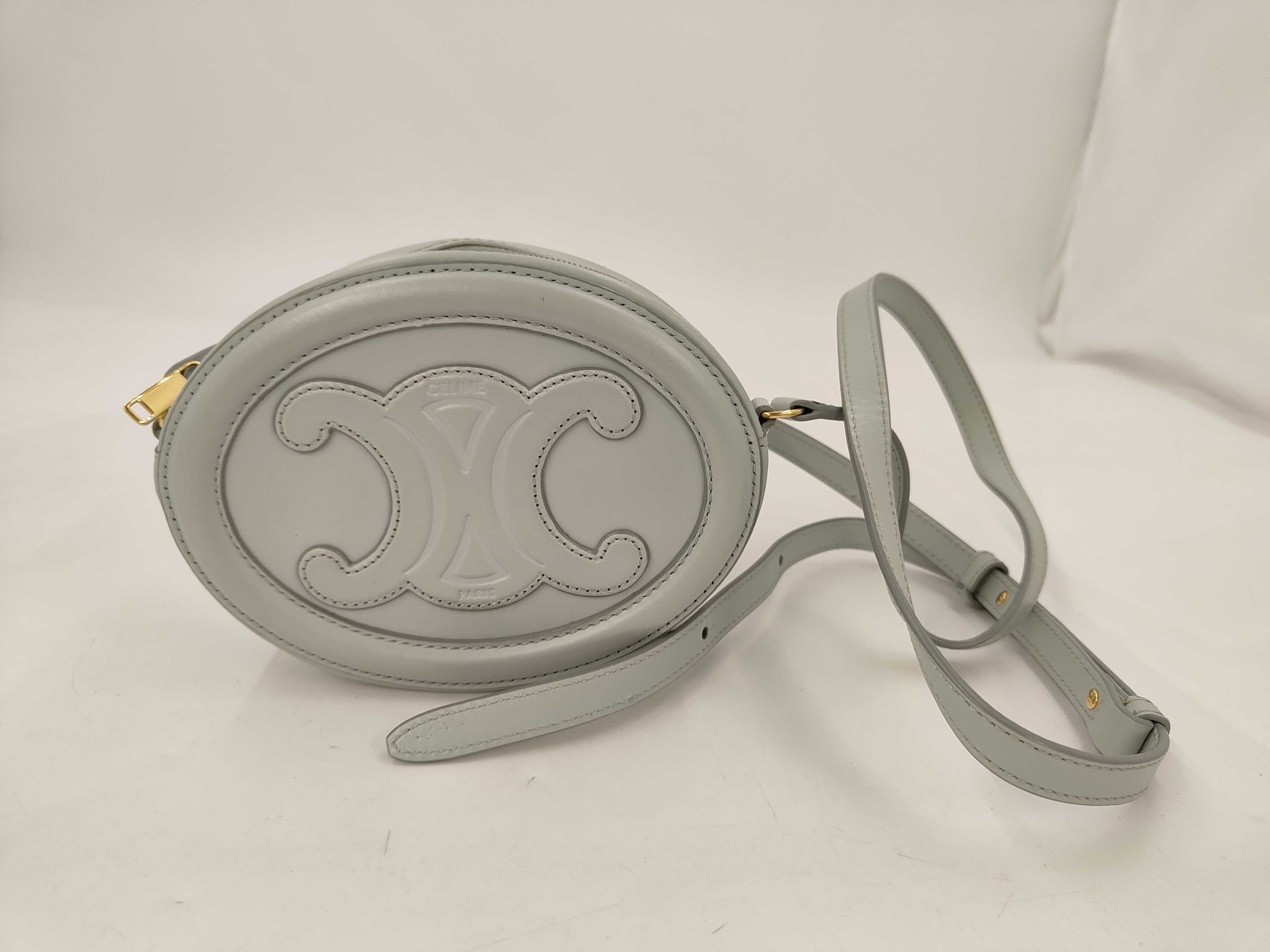 Light Blue Calf Oval Purse Cuir Triomphe Shoulder Bag