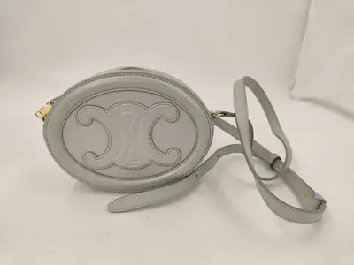 Light Blue Calf Oval Purse Cuir Triomphe Shoulder Bag
