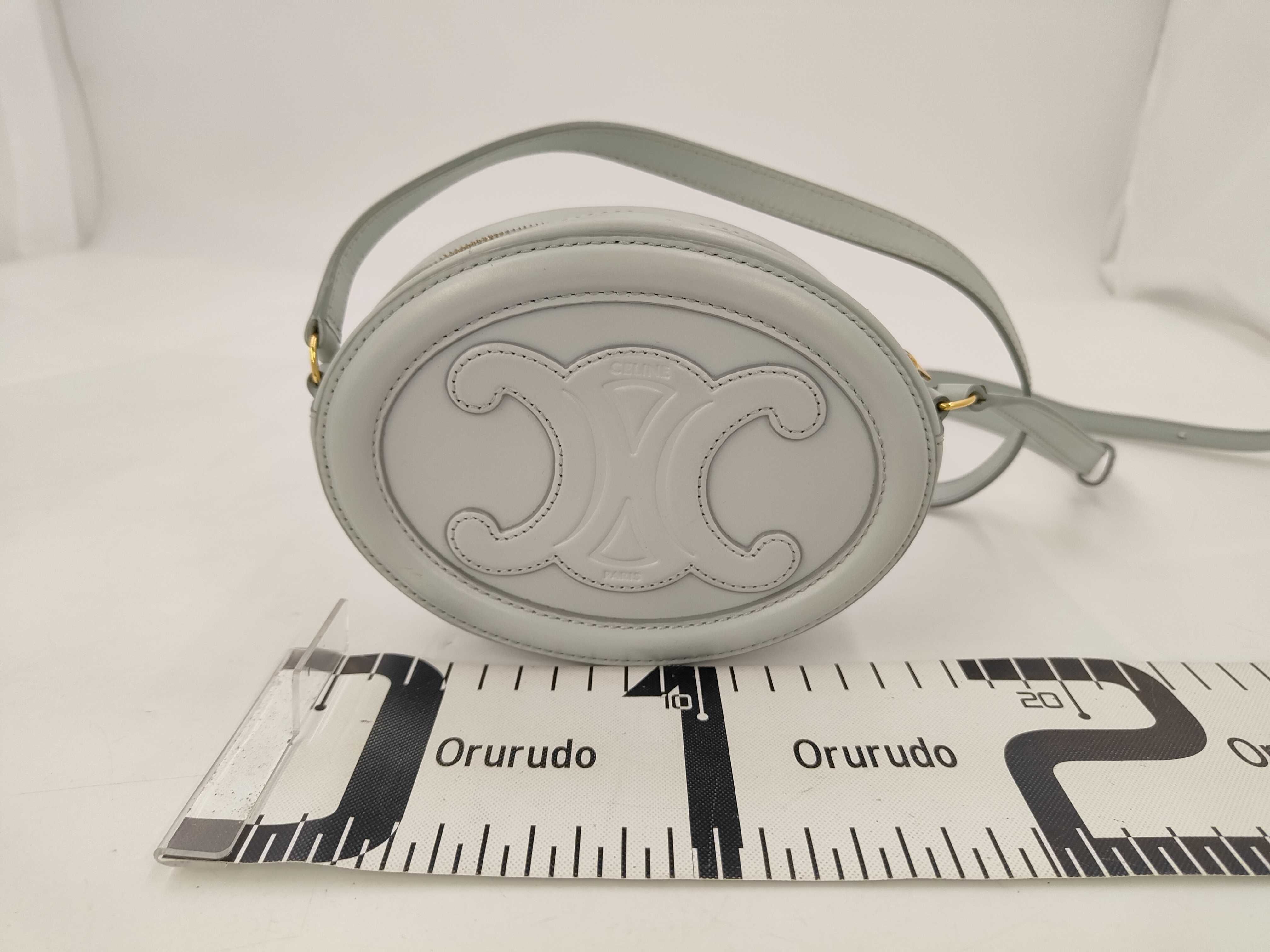 Light Blue Calf Oval Purse Cuir Triomphe Shoulder Bag — view 2