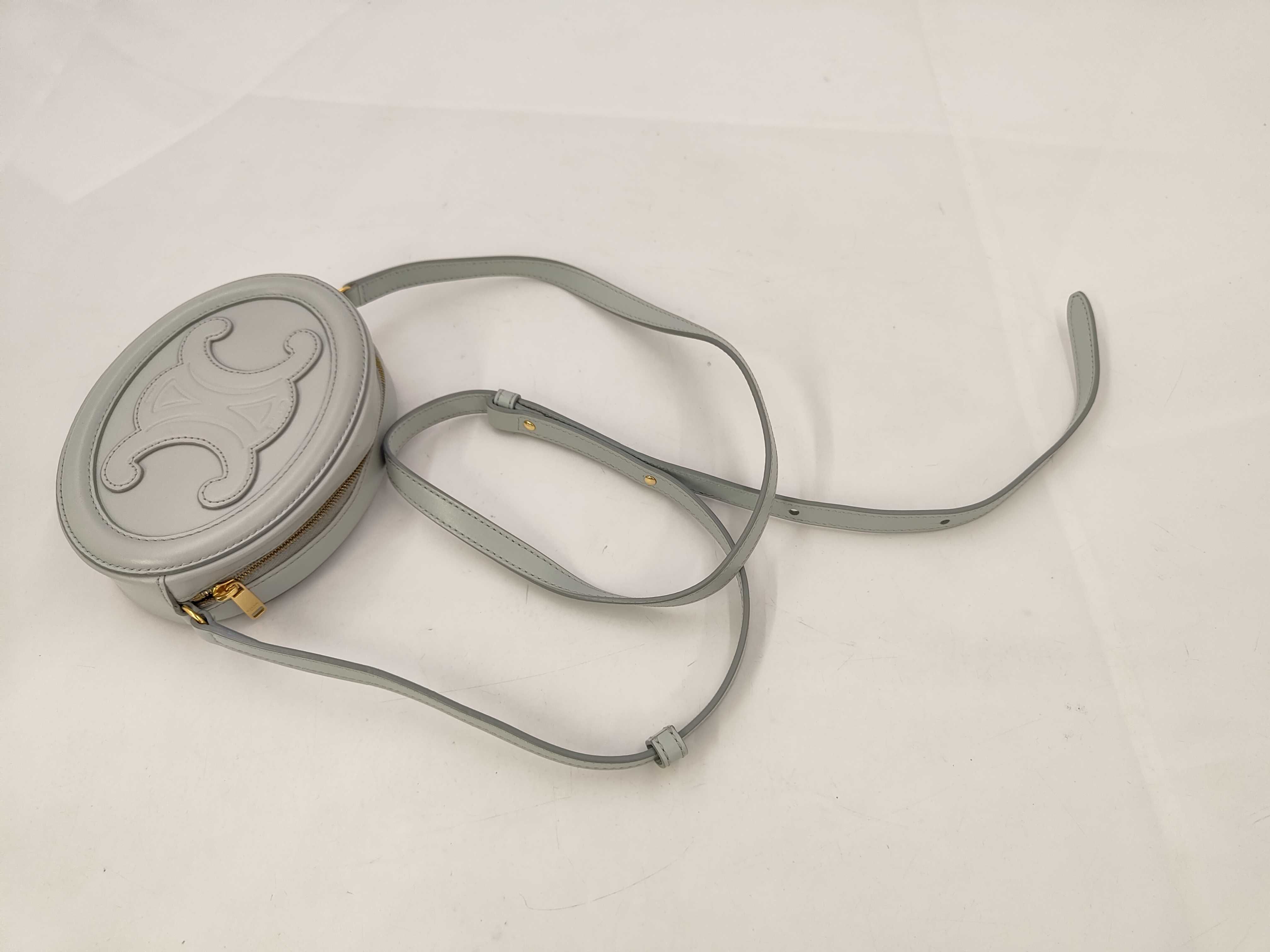 Light Blue Calf Oval Purse Cuir Triomphe Shoulder Bag — view 6