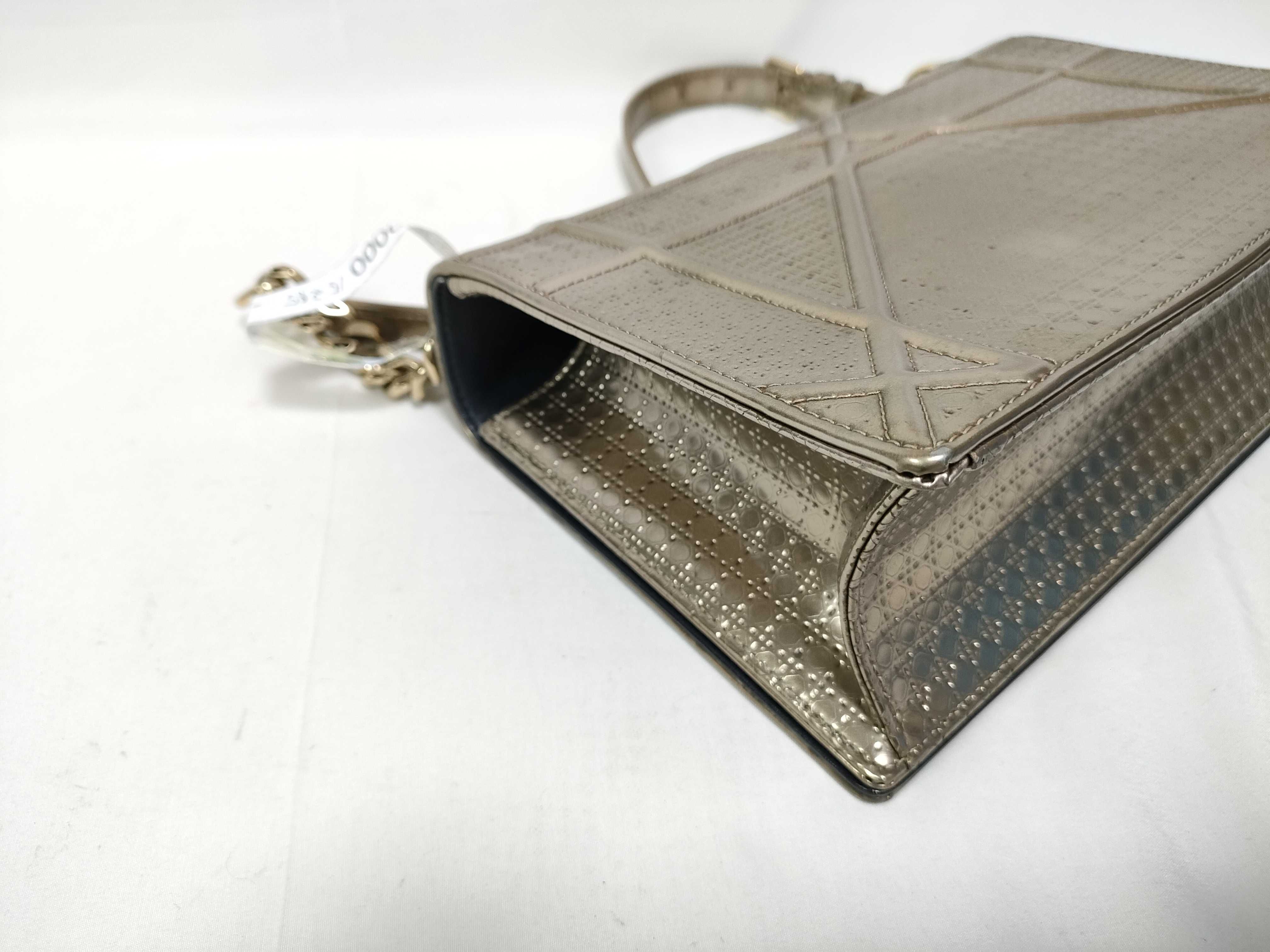 PH - Metallic Gold Micro Cannage Medium Diorama Flap Shoulder Bag Leather Shoulder Bag — view 6