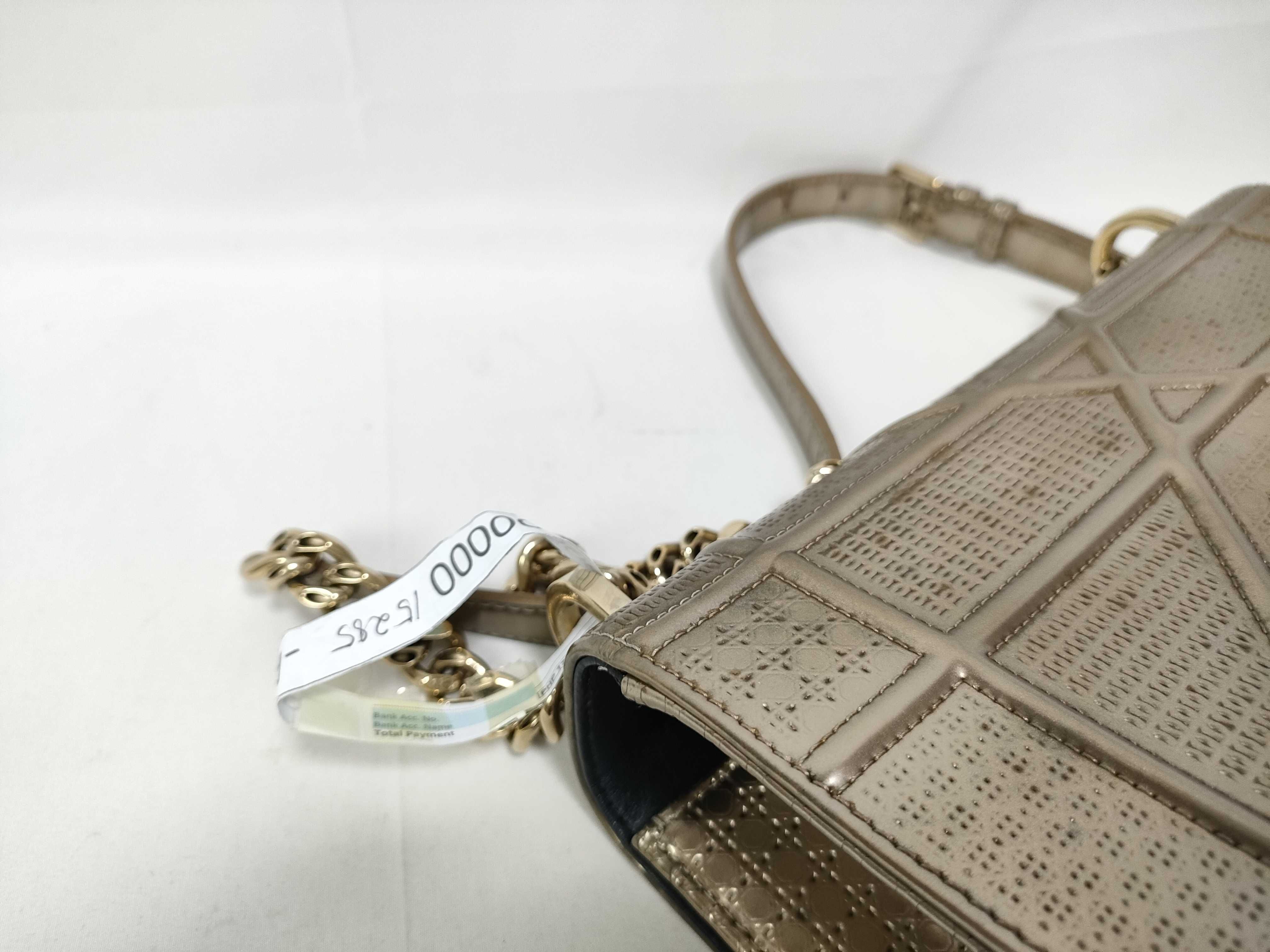PH - Metallic Gold Micro Cannage Medium Diorama Flap Shoulder Bag Leather Shoulder Bag — view 7