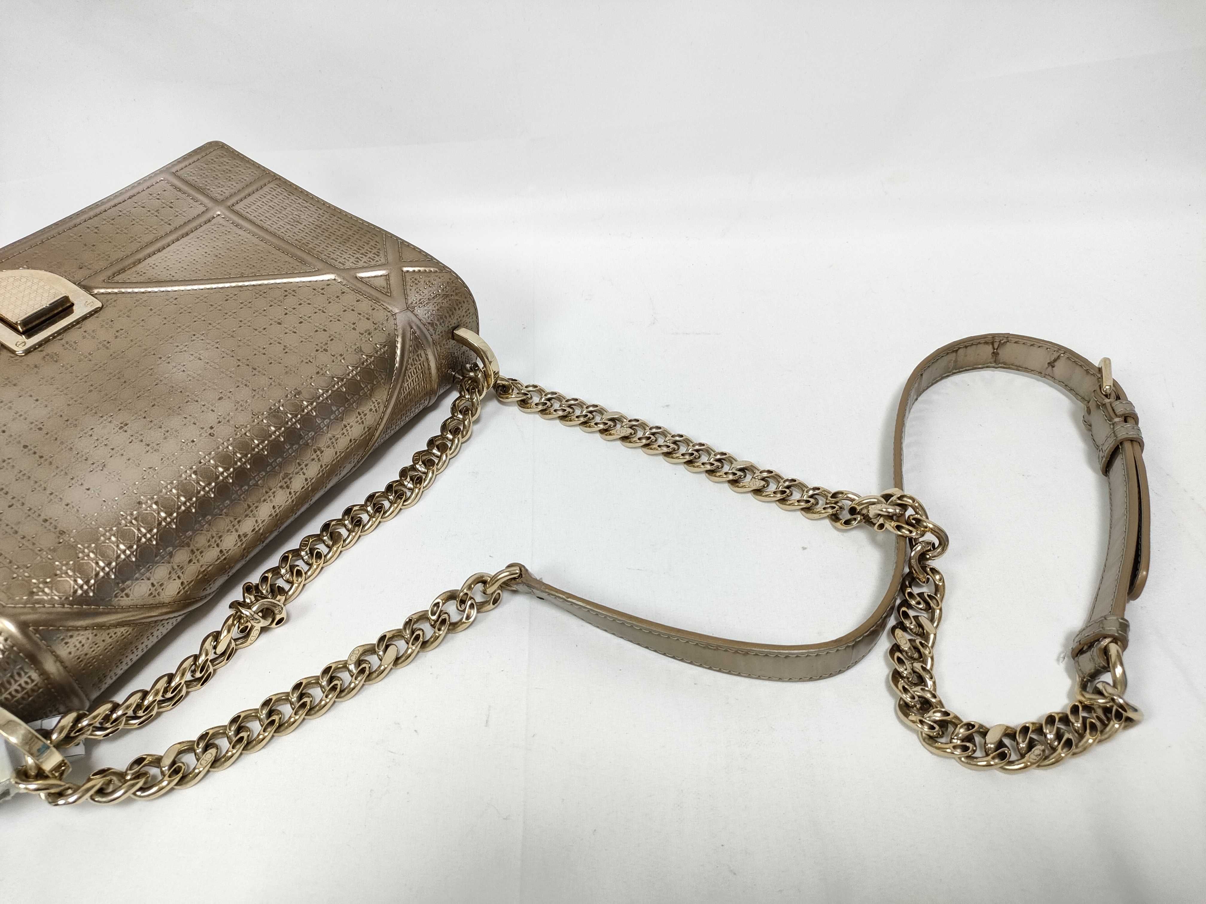 PH - Metallic Gold Micro Cannage Medium Diorama Flap Shoulder Bag Leather Shoulder Bag — view 10