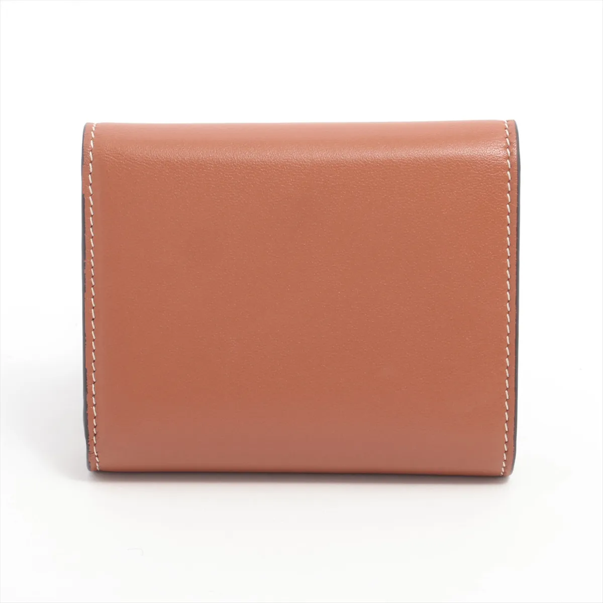 Triomphe Small Flap Wallet Leather Compact Wallet Brown — view 2
